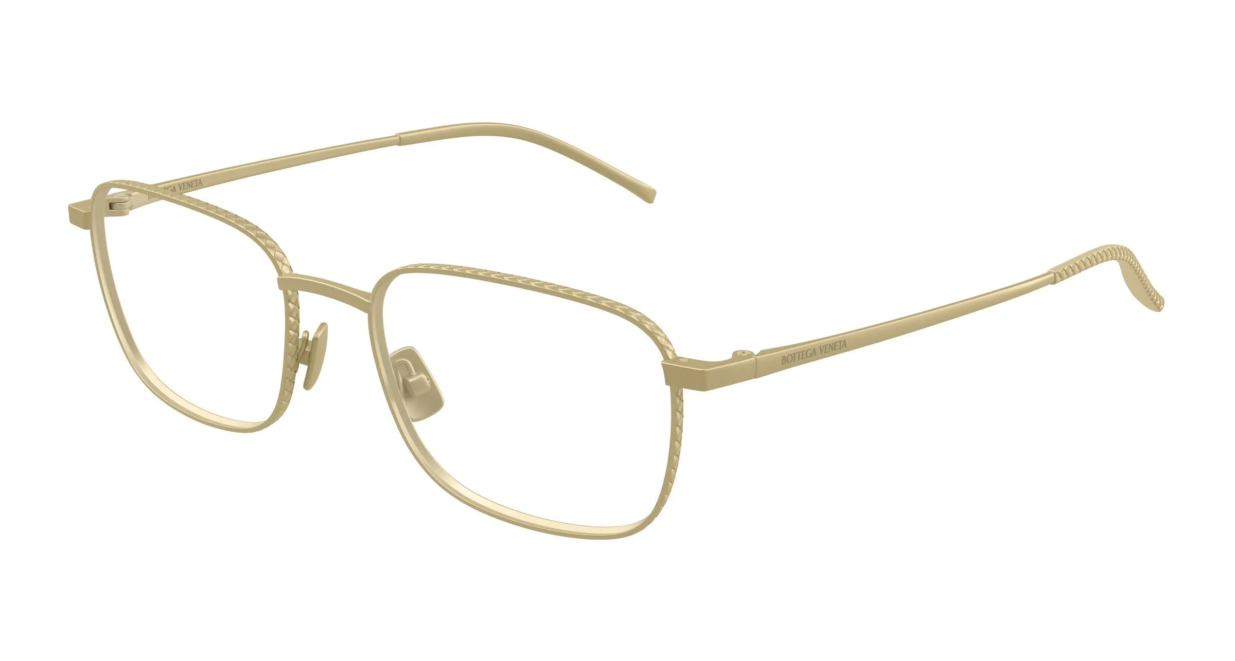 Bottega Veneta BV1472O 006 Montature da vista Titanio Bronzo Trasparente Squadrata - immagine 1
