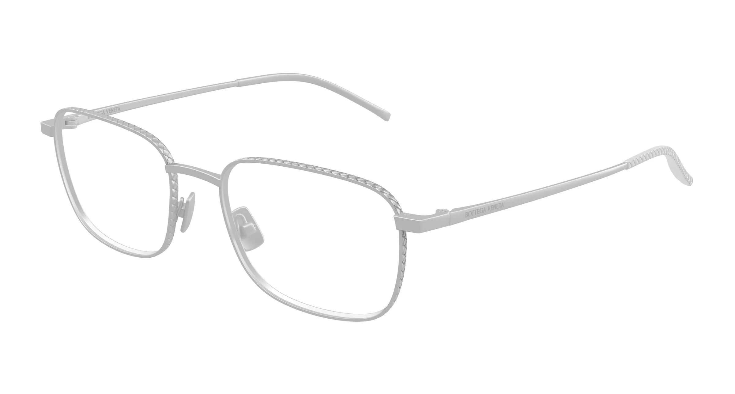 Bottega Veneta BV1472O 005 Montature da vista Titanio Argento Trasparente Squadrata - immagine 1