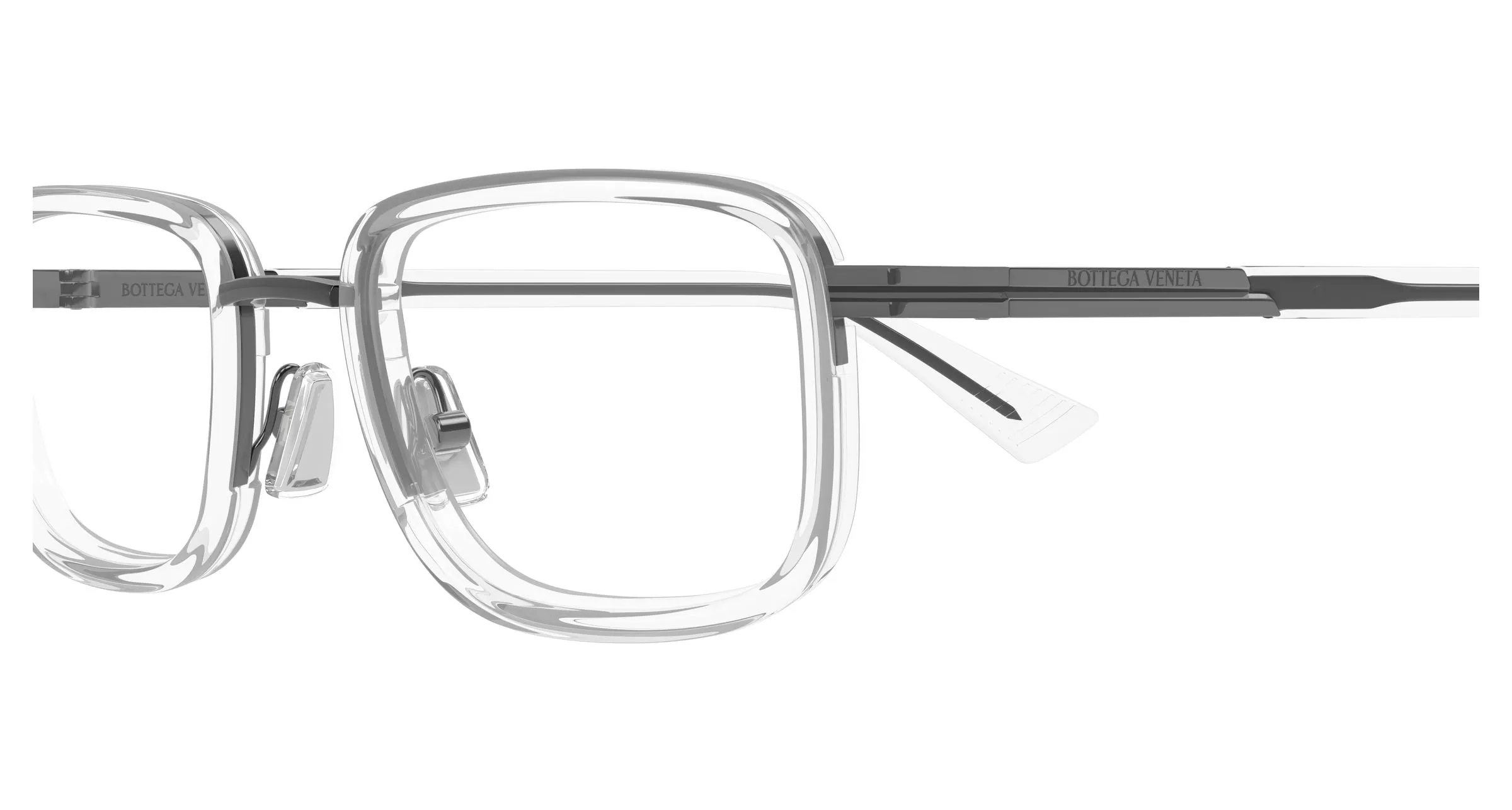 Bottega Veneta BV1464O 008 Montature da vista Metallo Rutenio Trasparente Squadrata - immagine 3