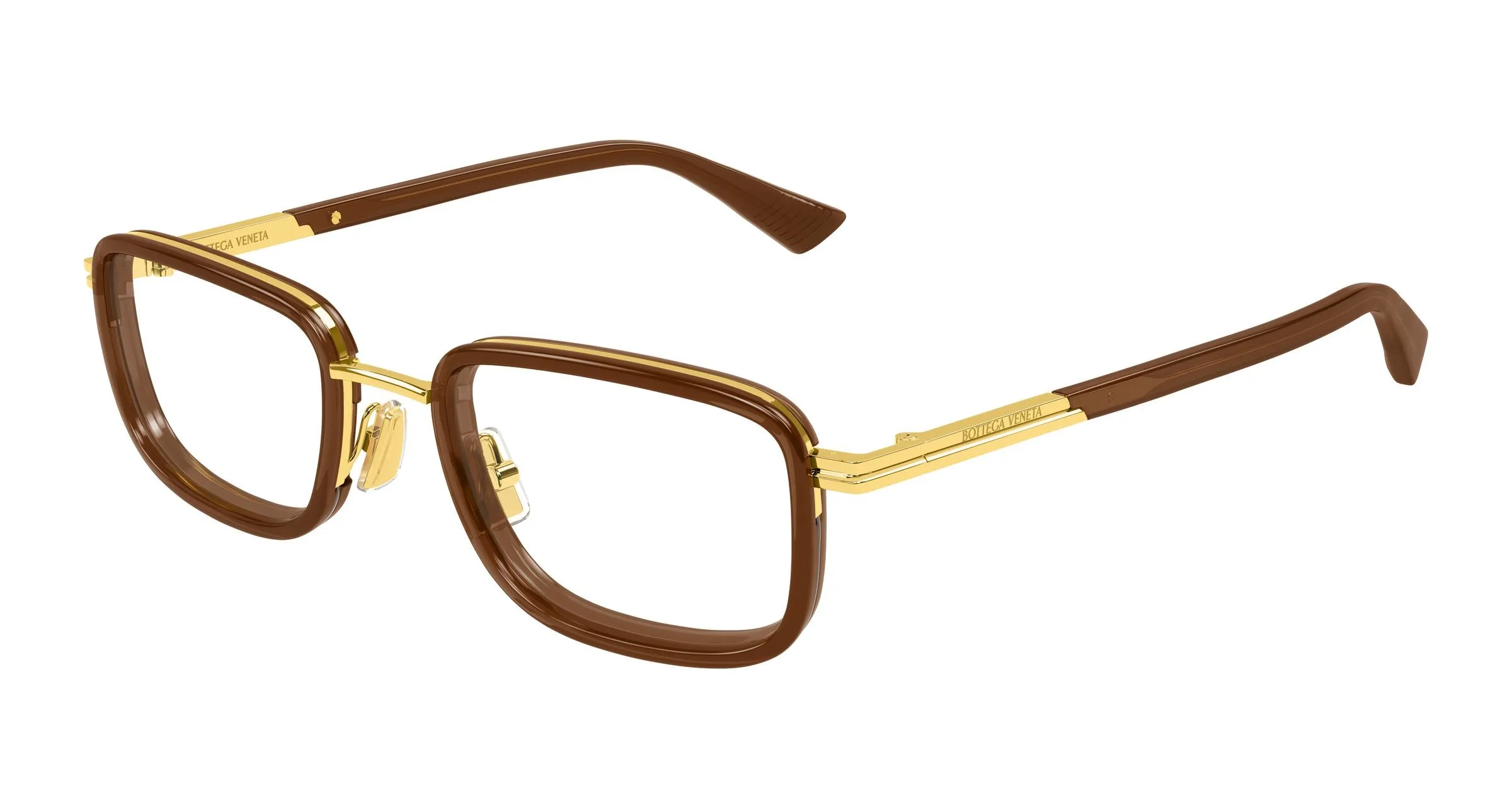 Bottega Veneta BV1464O 007 Montature da vista Metallo Oro Trasparente Squadrata - immagine 1