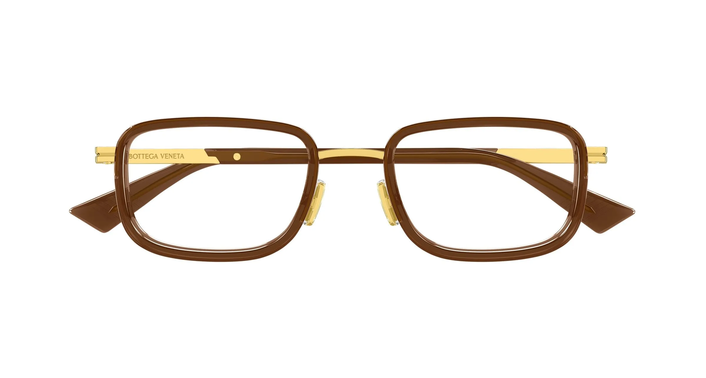 Bottega Veneta BV1464O 007 Montature da vista Metallo Oro Trasparente Squadrata - immagine 2
