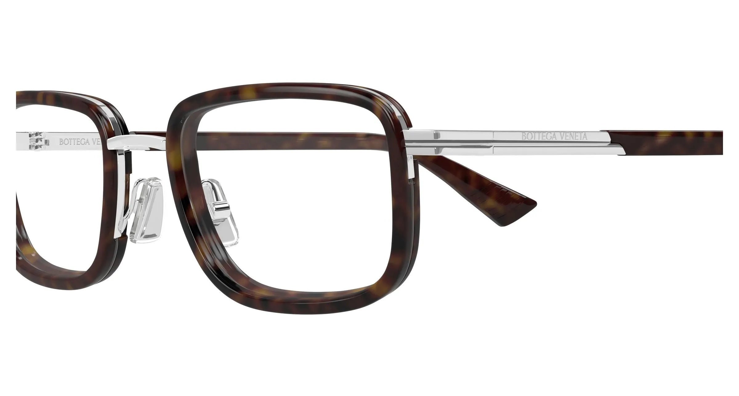 Bottega Veneta BV1464O 006 Montature da vista Metallo Argento Trasparente Squadrata - immagine 3