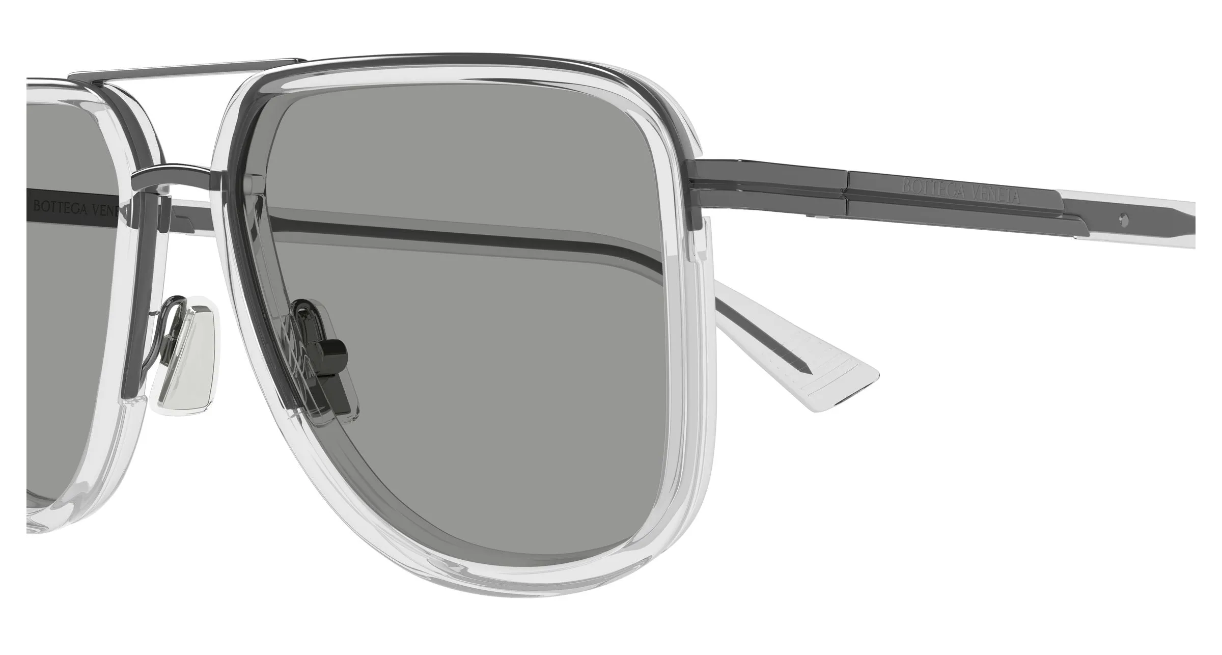 Bottega Veneta BV1463S 004 Occhiali da sole Metallo Rutenio Grigio Pilot - immagine 3