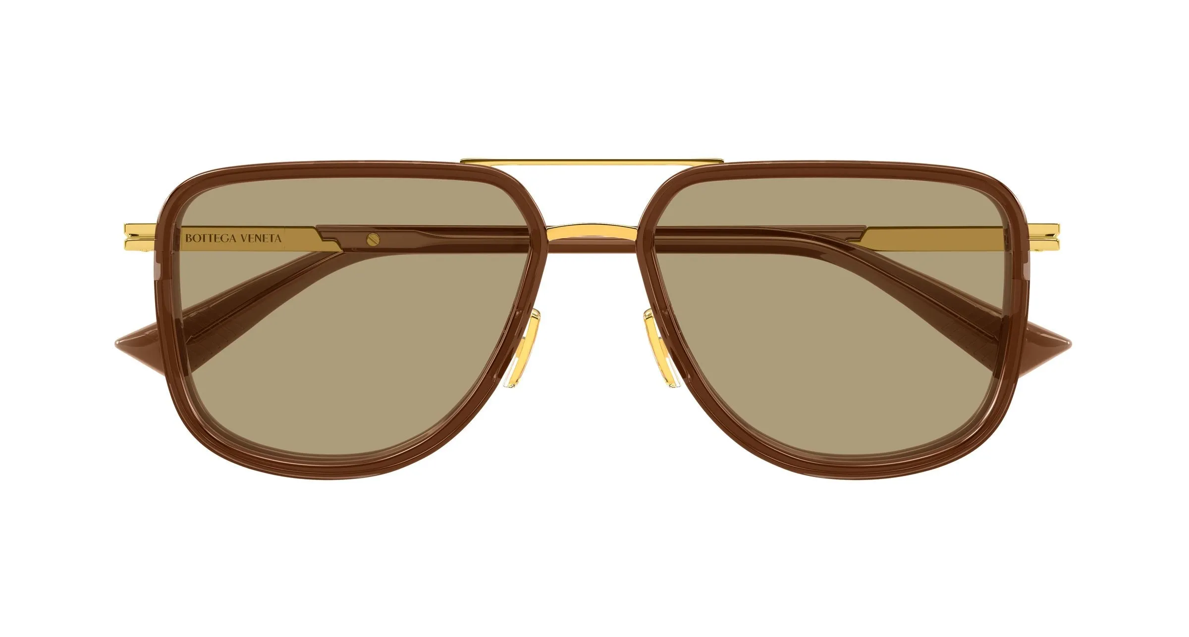 Bottega Veneta BV1463S 003 Occhiali da sole Metallo Oro Marrone Pilot - immagine 2