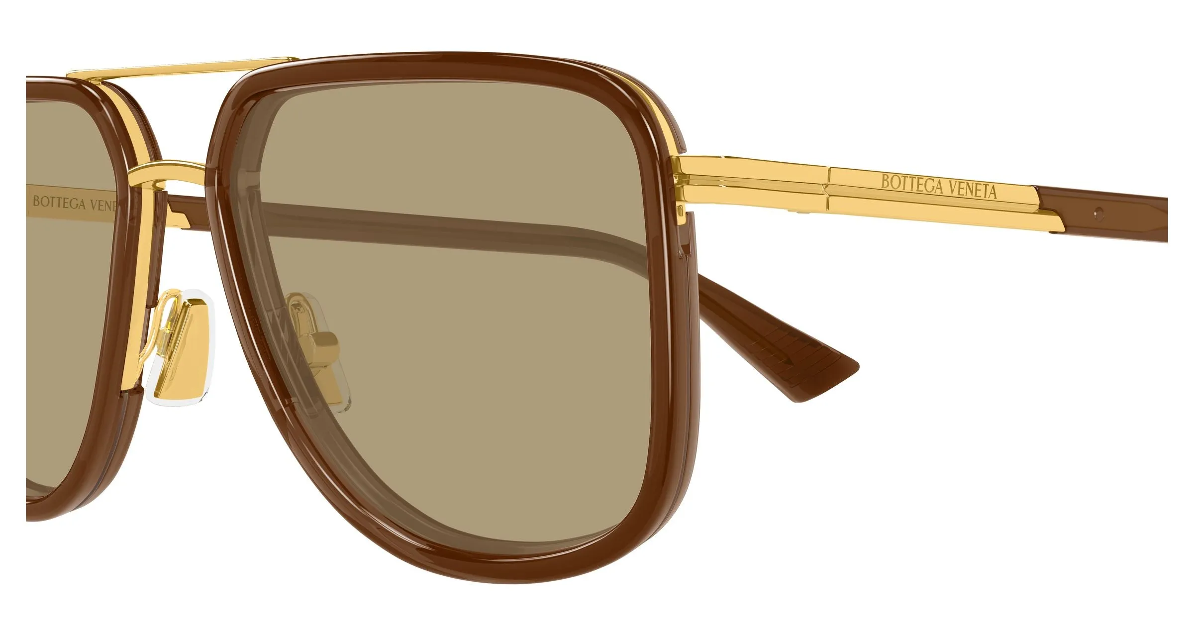 Bottega Veneta BV1463S 003 Occhiali da sole Metallo Oro Marrone Pilot - immagine 3