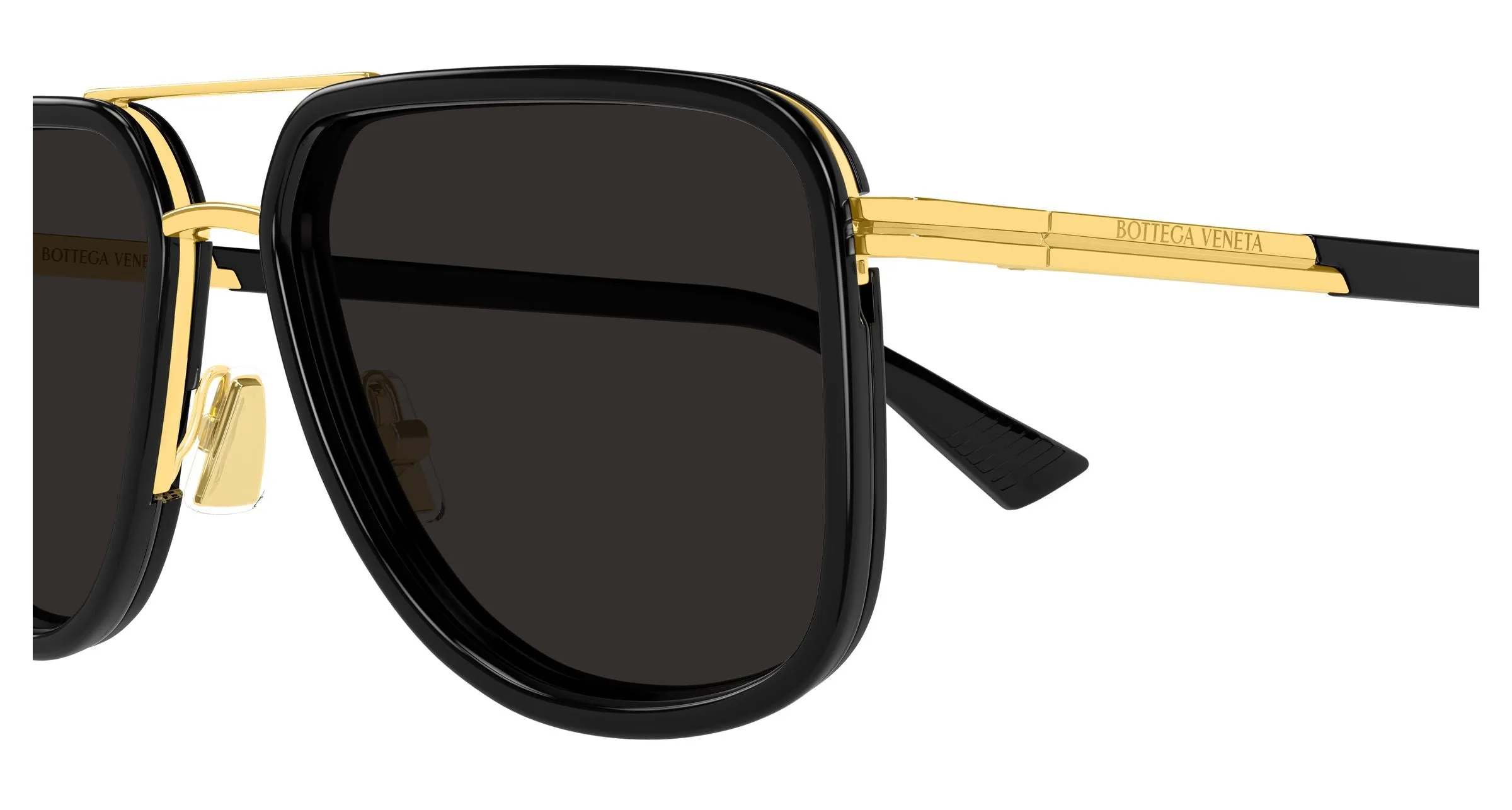 Bottega Veneta BV1463S 001 Occhiali da sole Metallo Oro Grigio Pilot - immagine 3