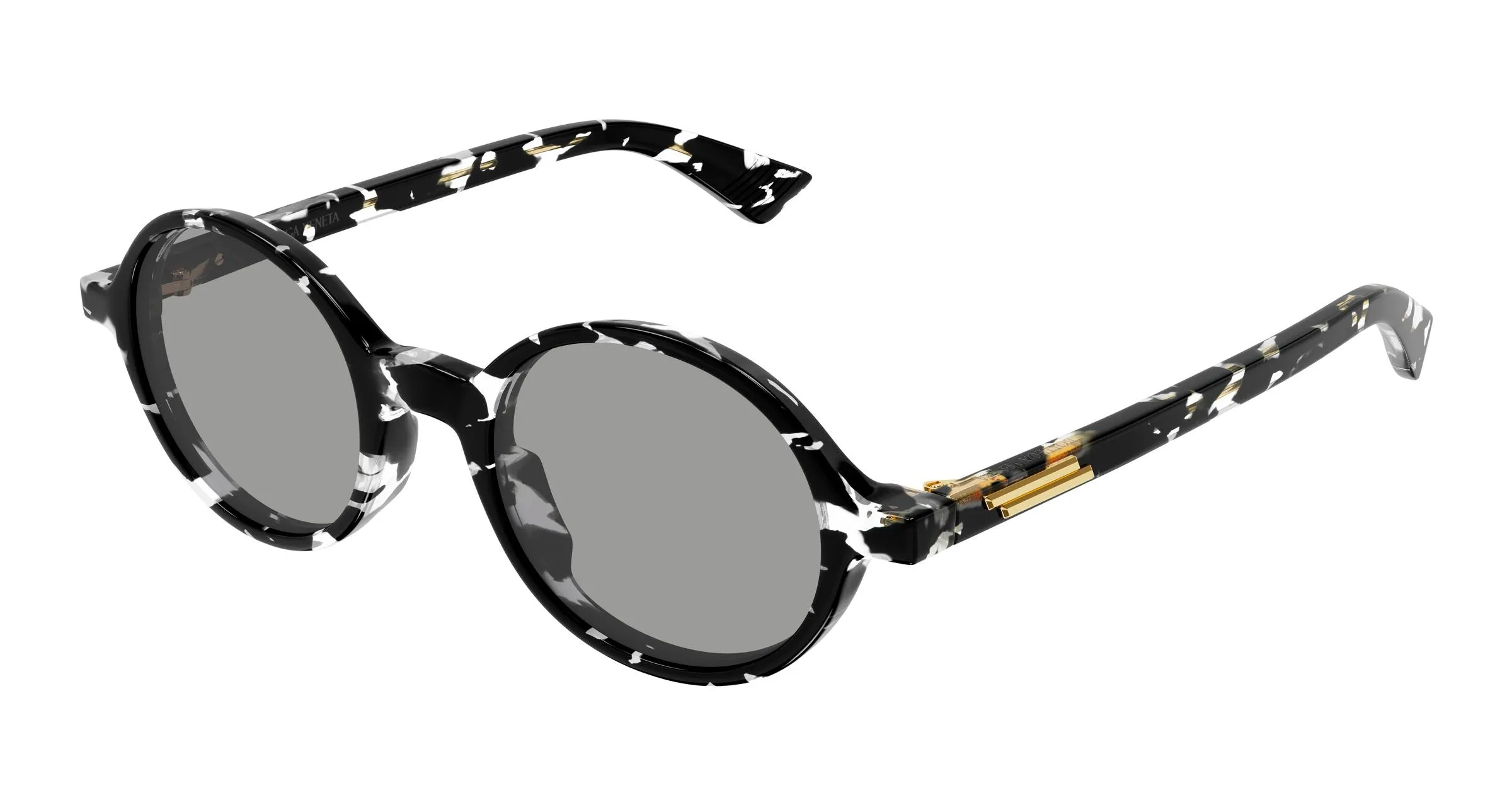 Bottega Veneta BV1430S 007 Occhiali da sole Acetato Nero Grigio Rotonda - immagine 1