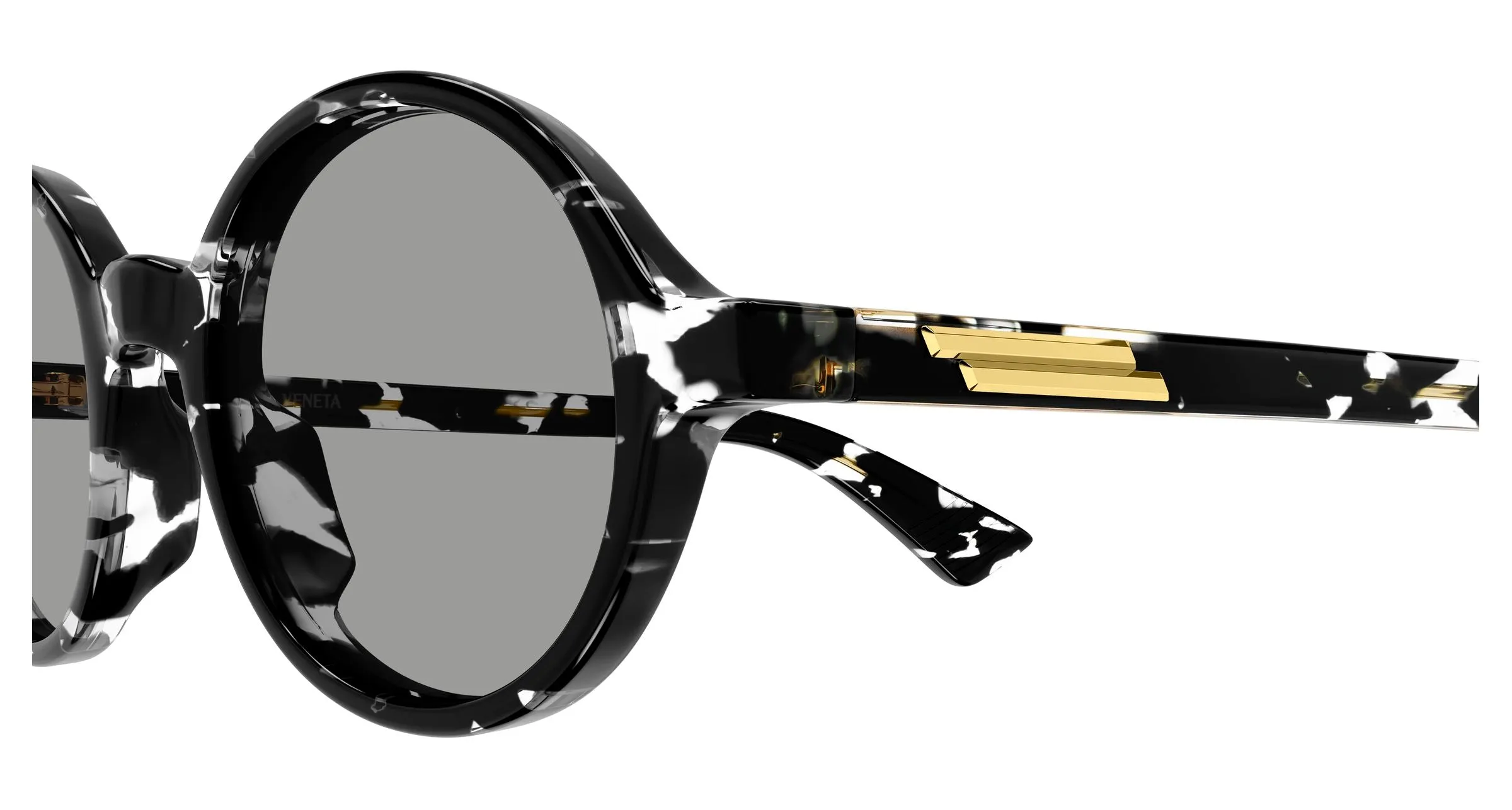 Bottega Veneta BV1430S 007 Occhiali da sole Acetato Nero Grigio Rotonda - immagine 3