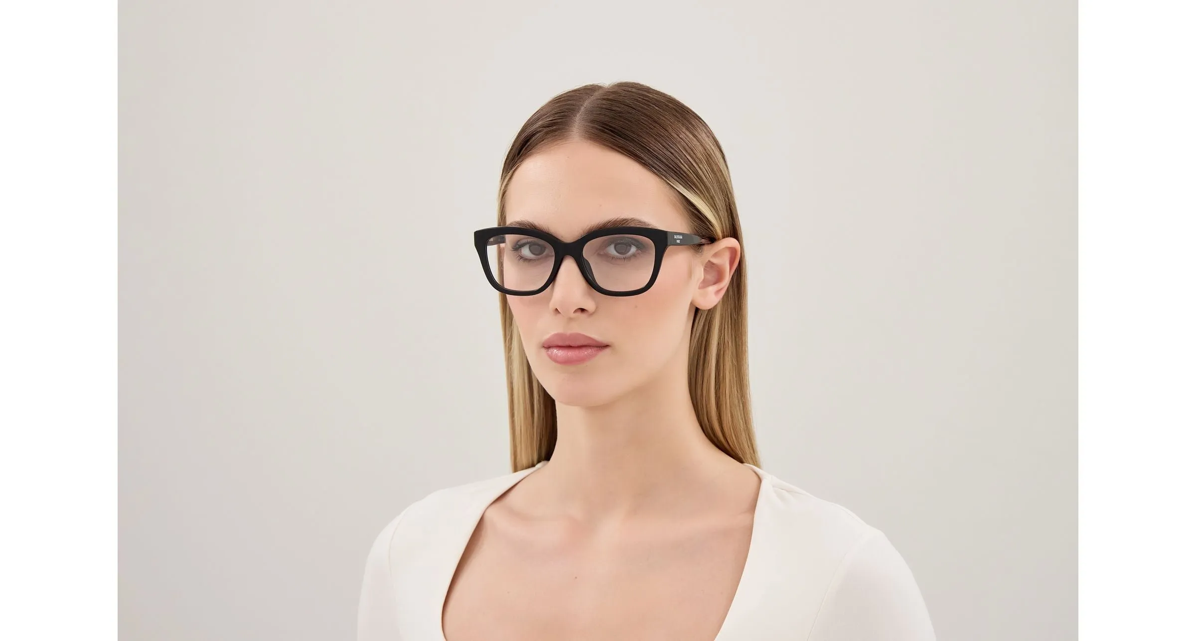 Balenciaga BB0534O 001 Montature da vista Acetato Nero Trasparente Farfalla - immagine 4