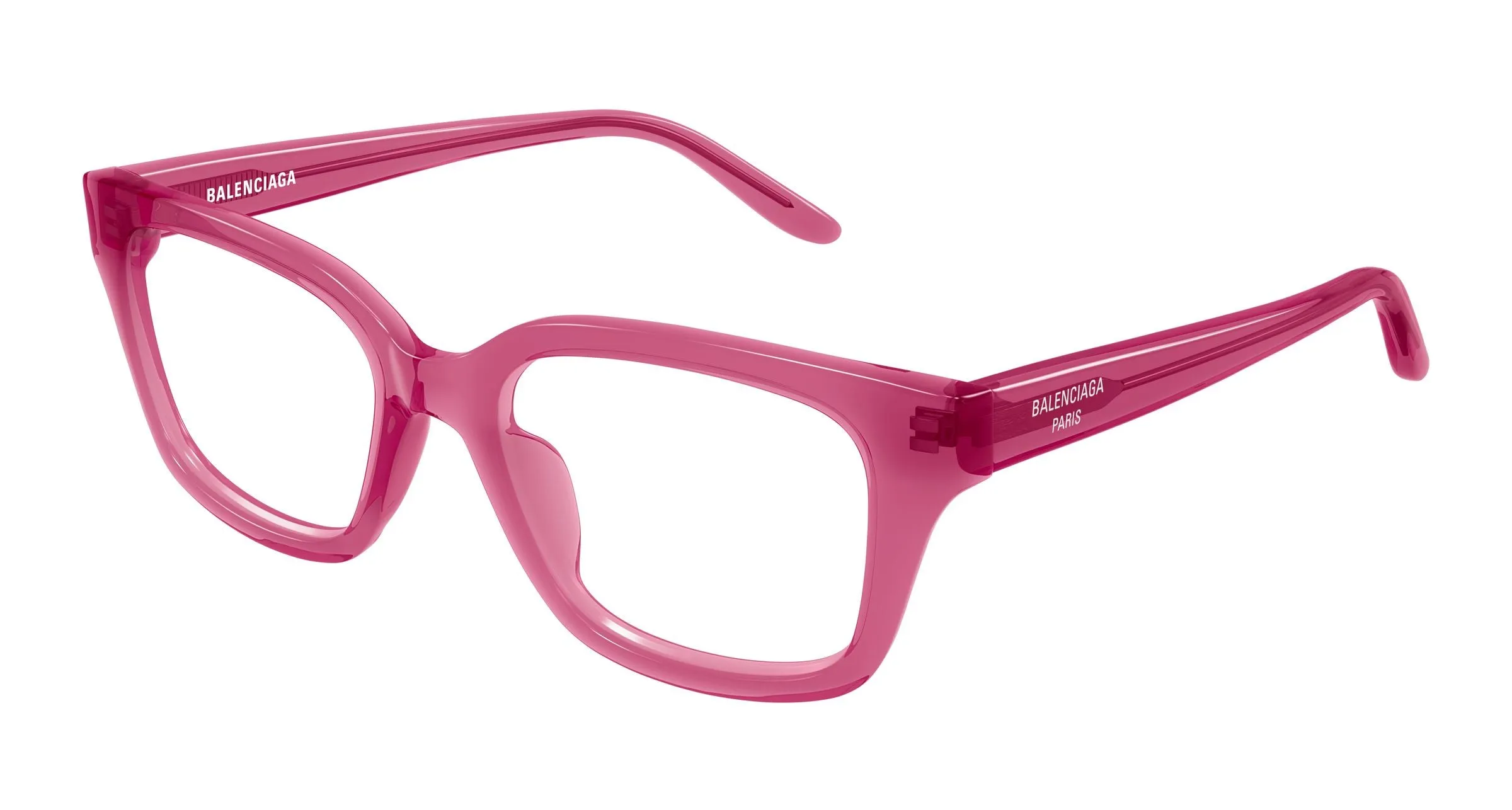 Balenciaga BB0532O 010 Montature da vista Acetato Rosa Trasparente Squadrata - immagine 1