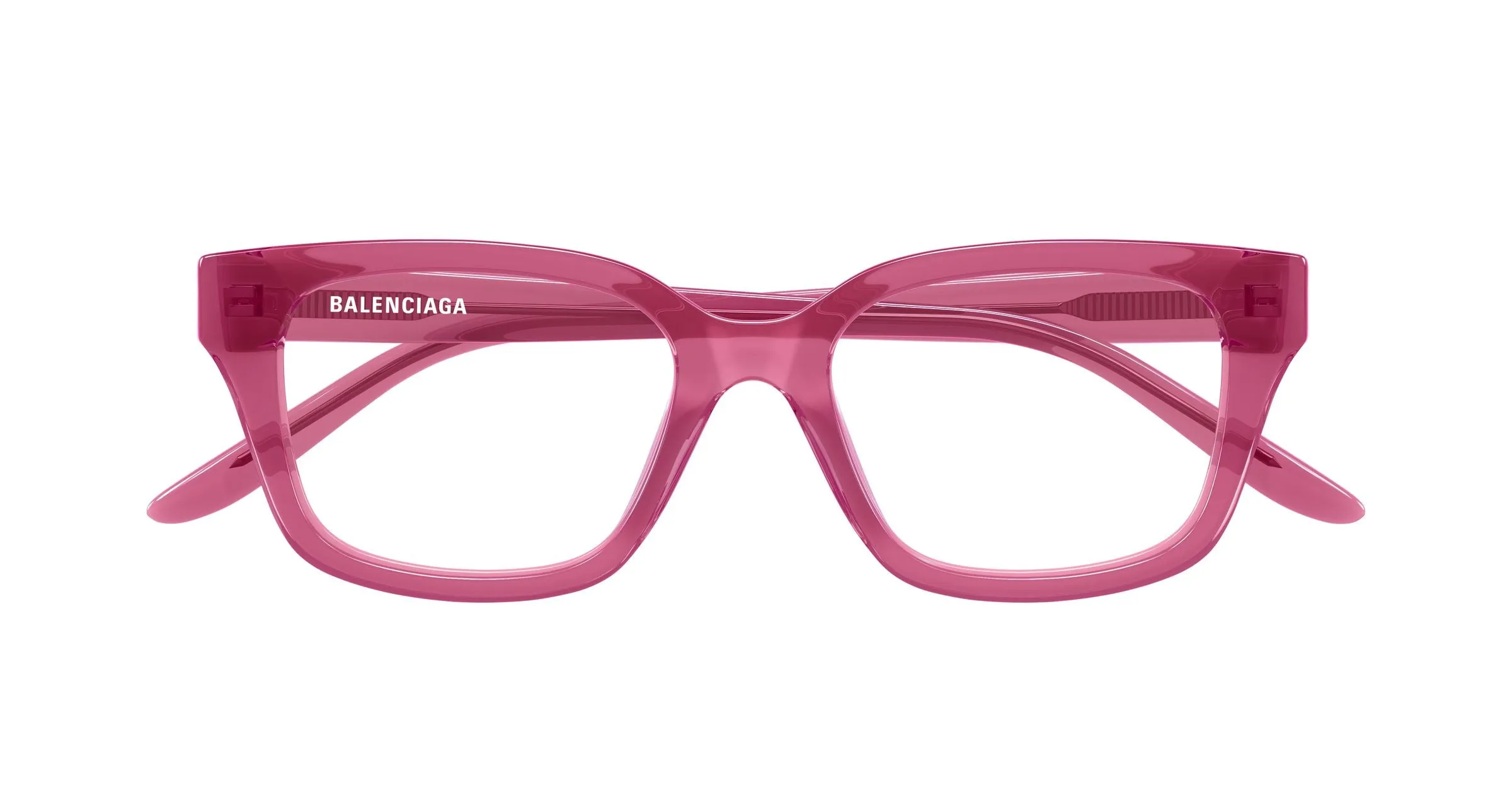 Balenciaga BB0532O 010 Montature da vista Acetato Rosa Trasparente Squadrata - immagine 2