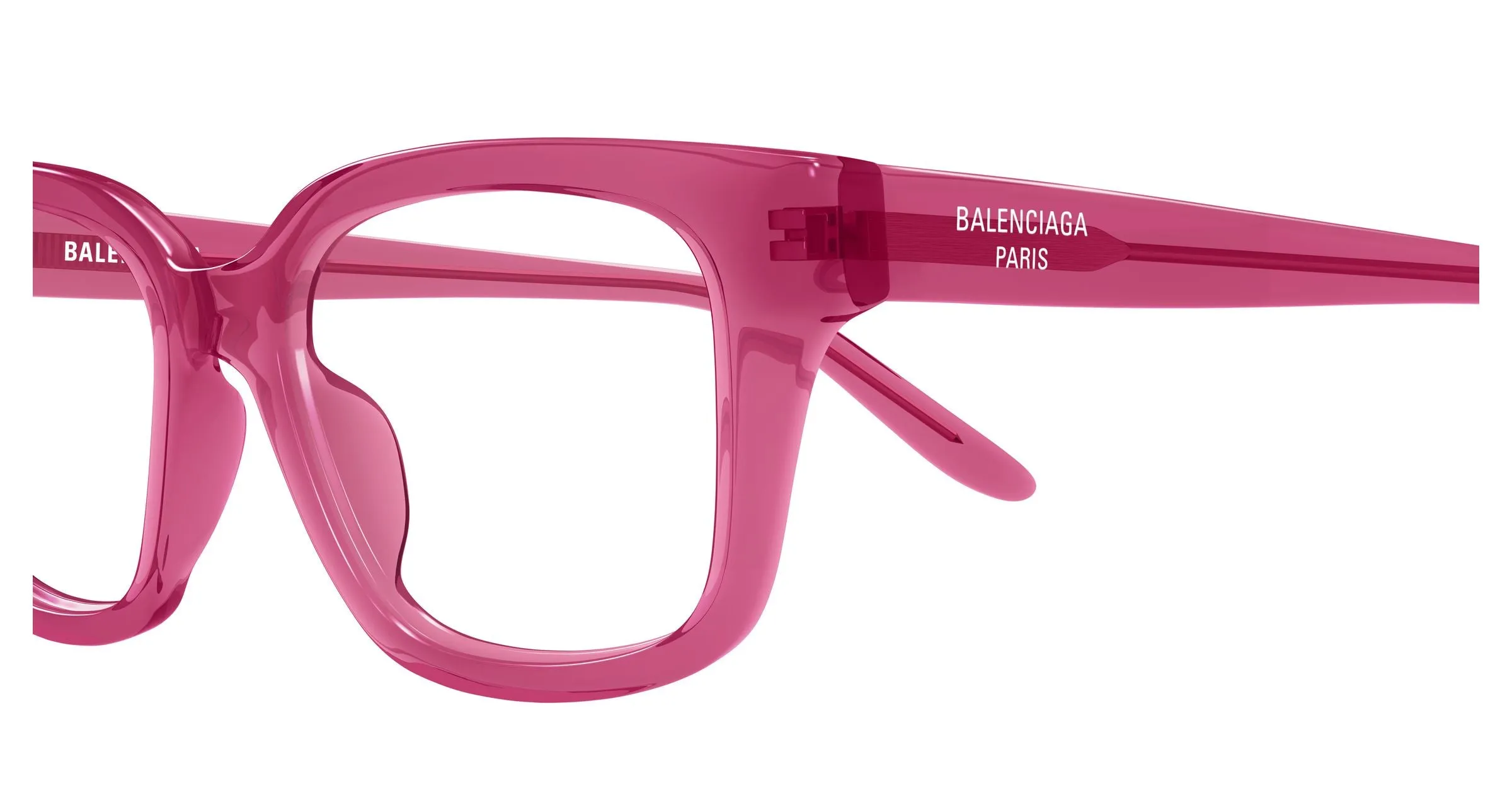 Balenciaga BB0532O 010 Montature da vista Acetato Rosa Trasparente Squadrata - immagine 3