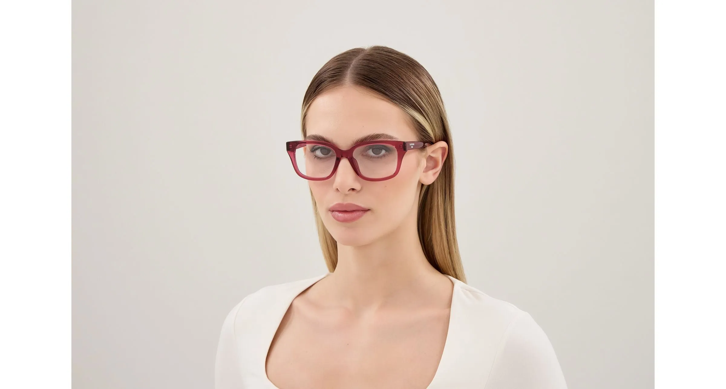 Balenciaga BB0532O 010 Montature da vista Acetato Rosa Trasparente Squadrata - immagine 4