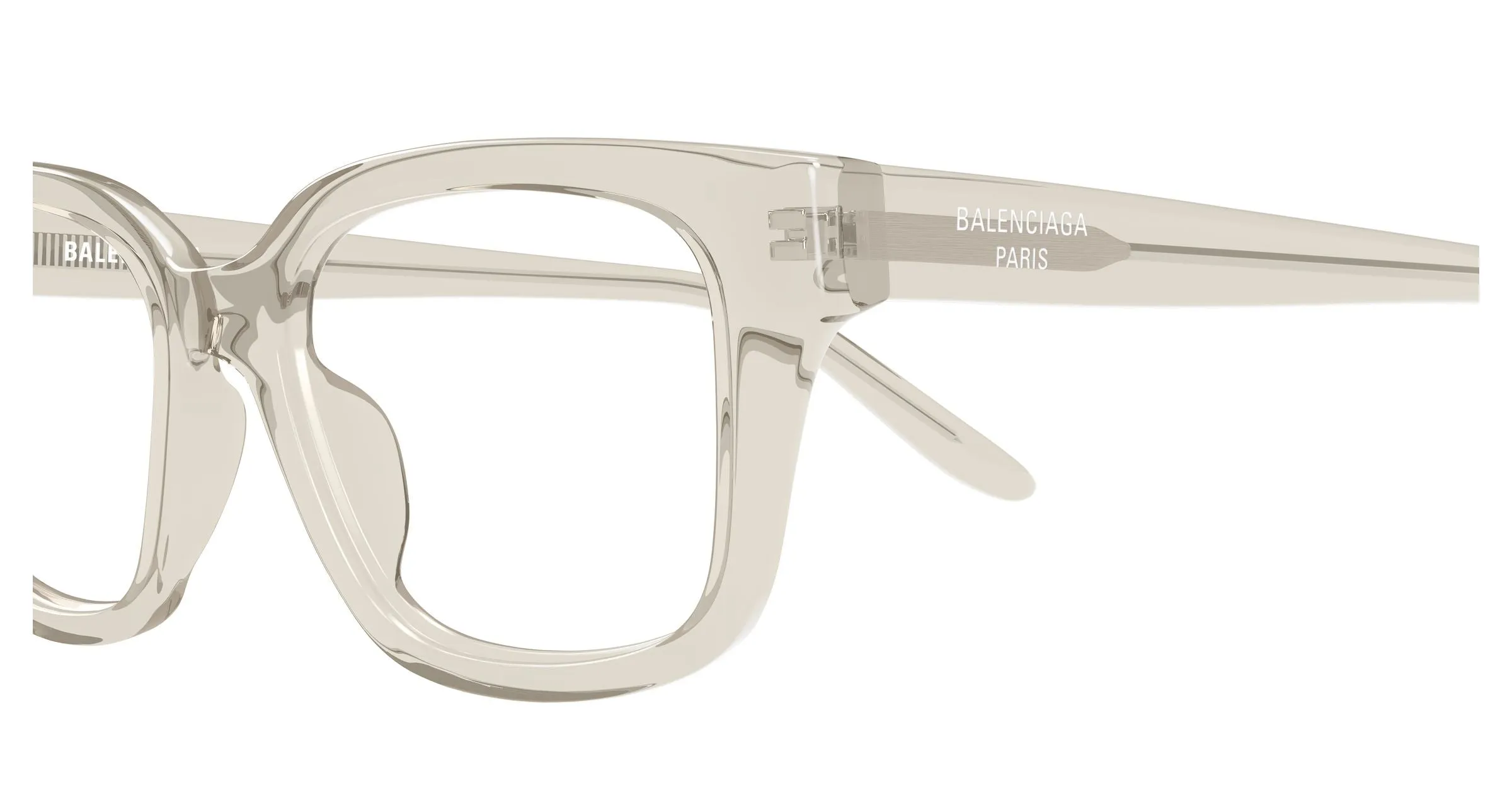 Balenciaga BB0532O 009 Montature da vista Acetato Beige Trasparente Squadrata - immagine 3