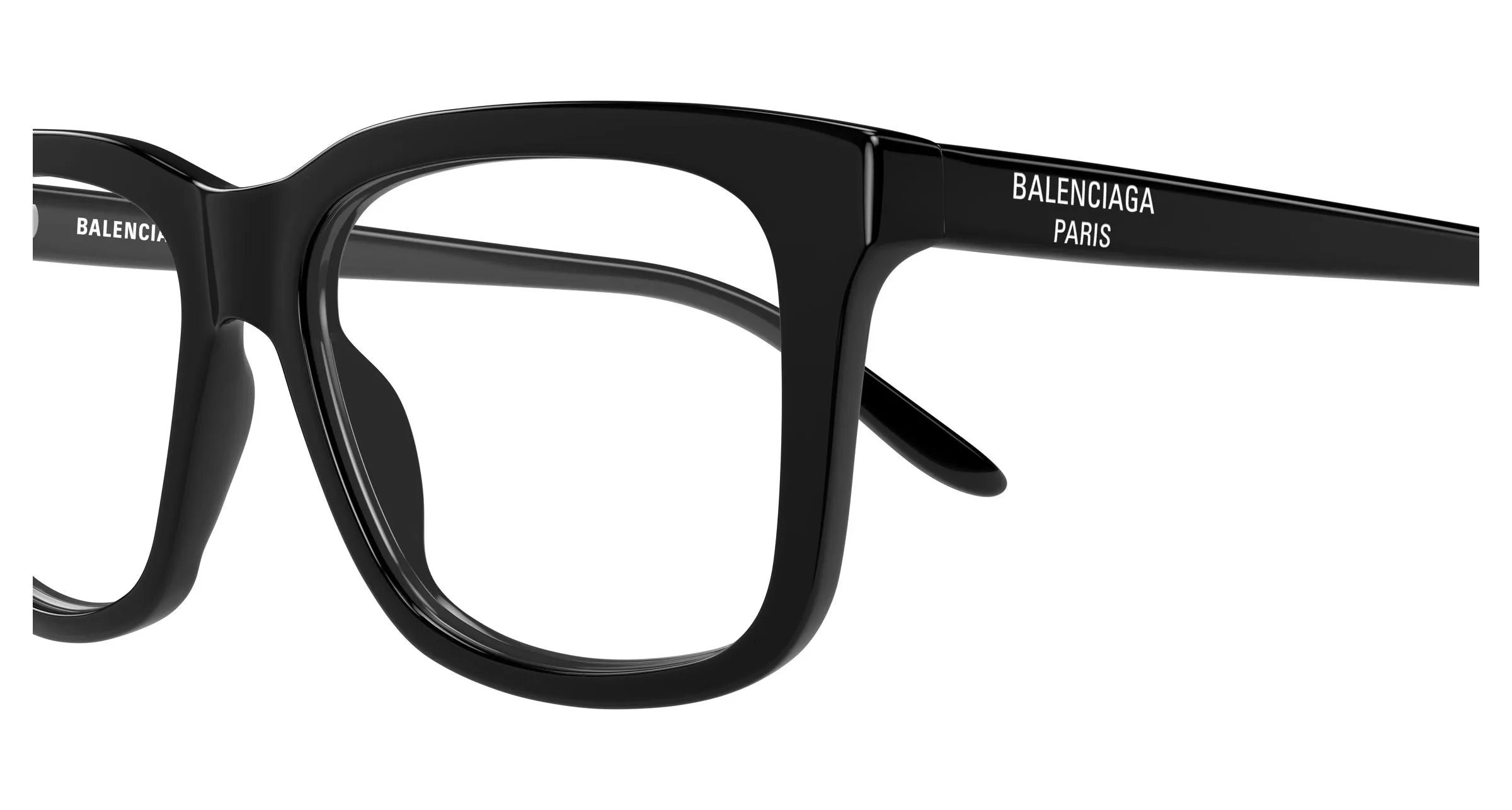 Balenciaga BB0530O 001 Montature da vista Acetato Nero Trasparente Squadrata - immagine 3