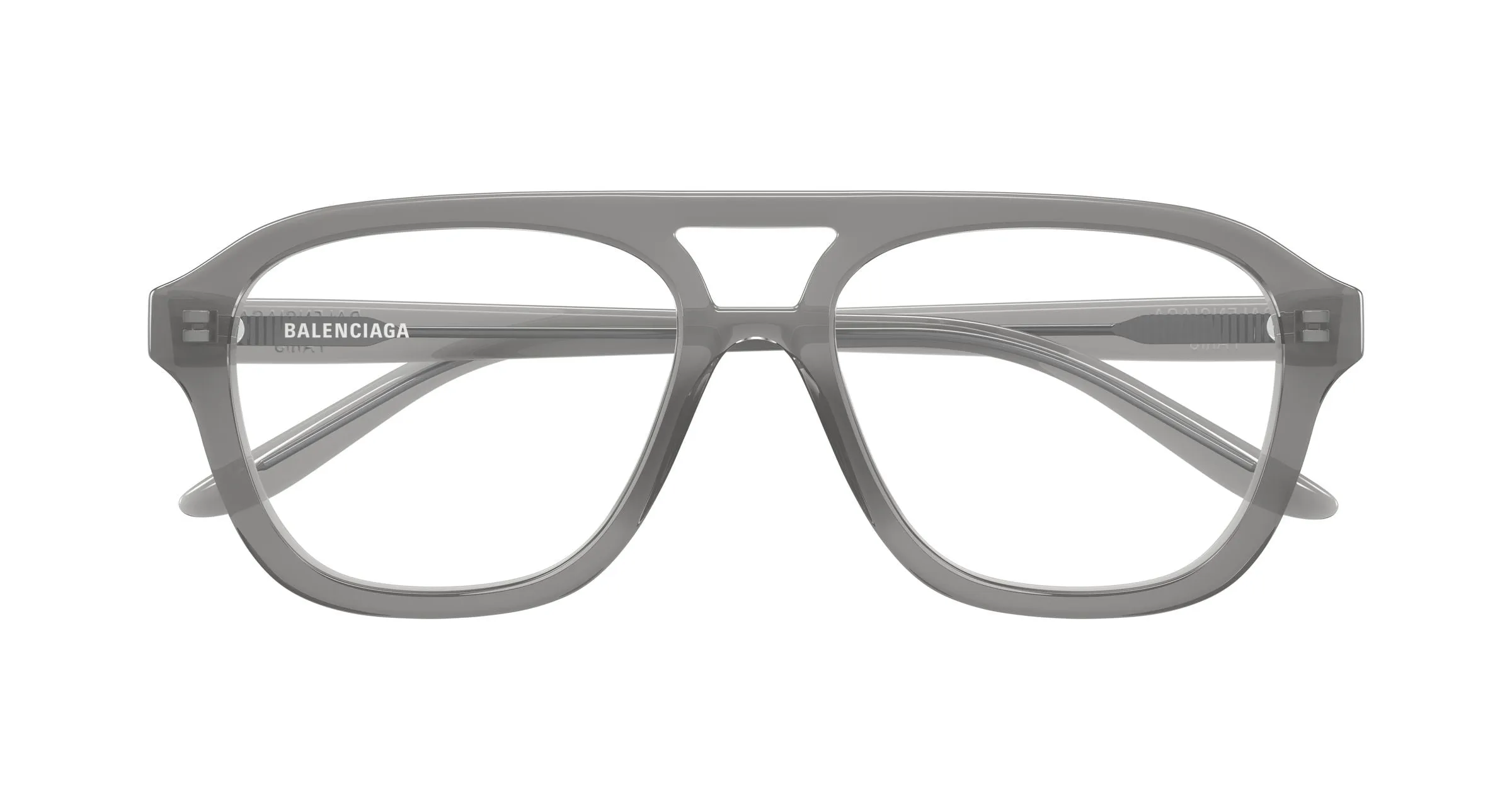 Balenciaga BB0529O 004 Montature da vista Acetato Grigio Trasparente Pilot - immagine 2