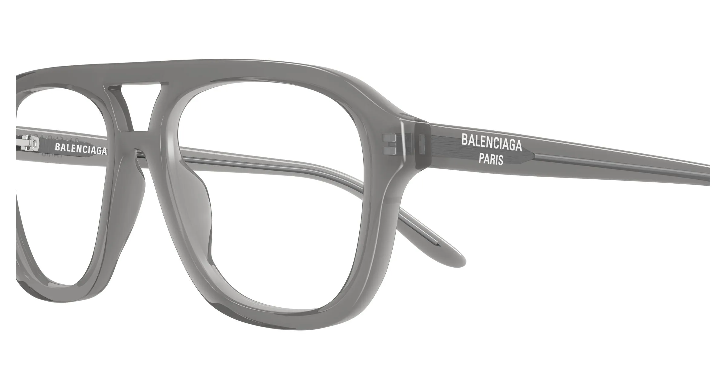 Balenciaga BB0529O 004 Montature da vista Acetato Grigio Trasparente Pilot - immagine 3