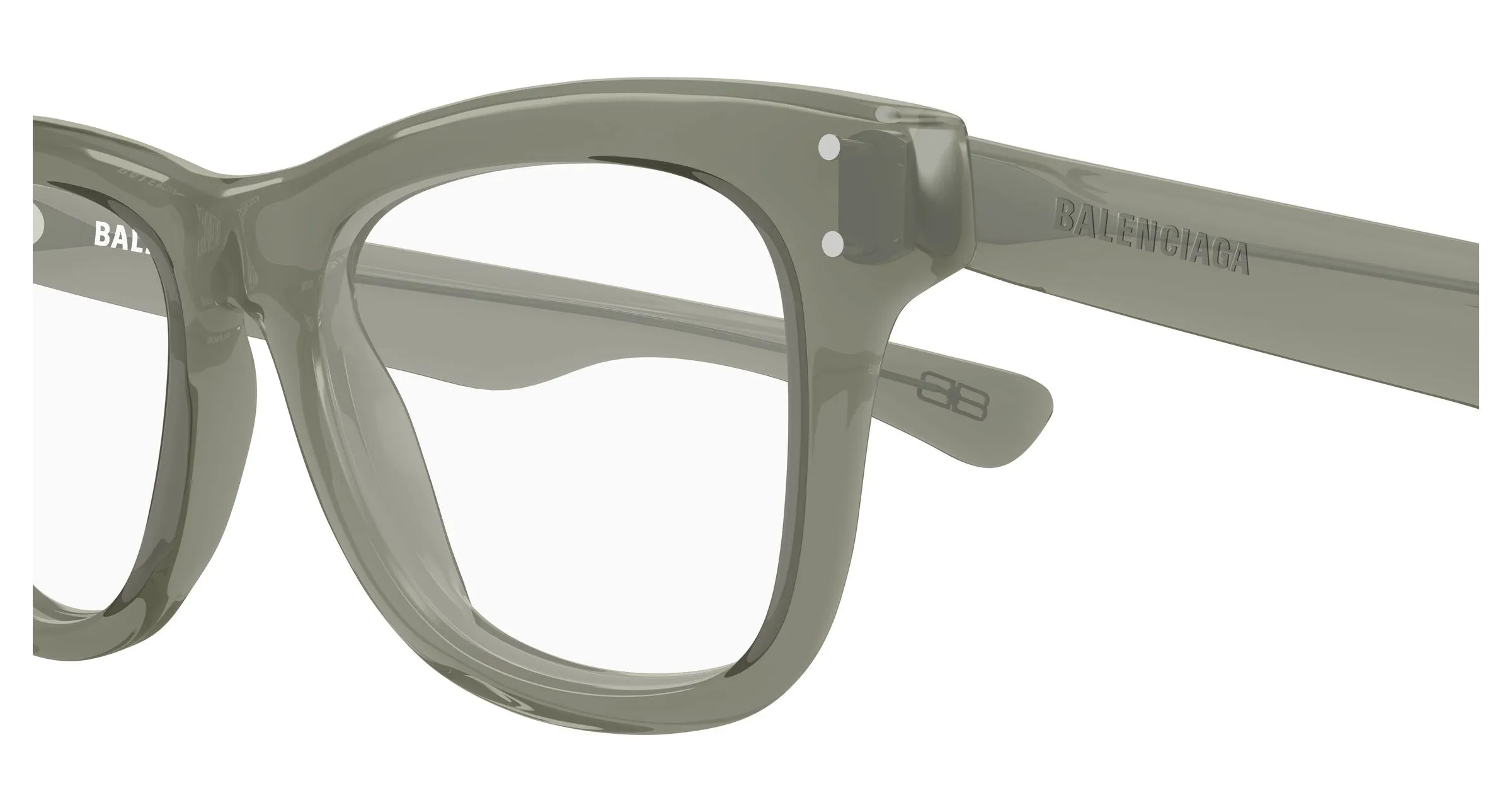 Balenciaga BB0524O 004 Montature da vista Acetato Verde Trasparente Squadrata - immagine 3