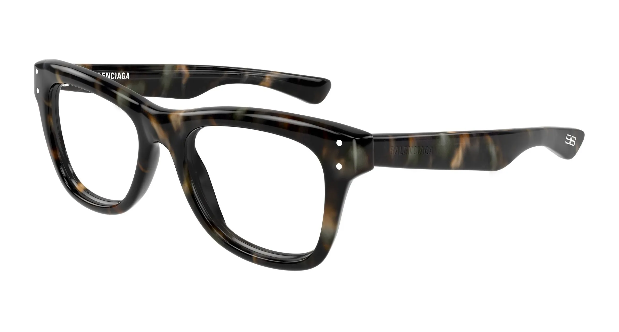 Balenciaga BB0524O 003 Montature da vista Acetato Havana Trasparente Squadrata - immagine 1