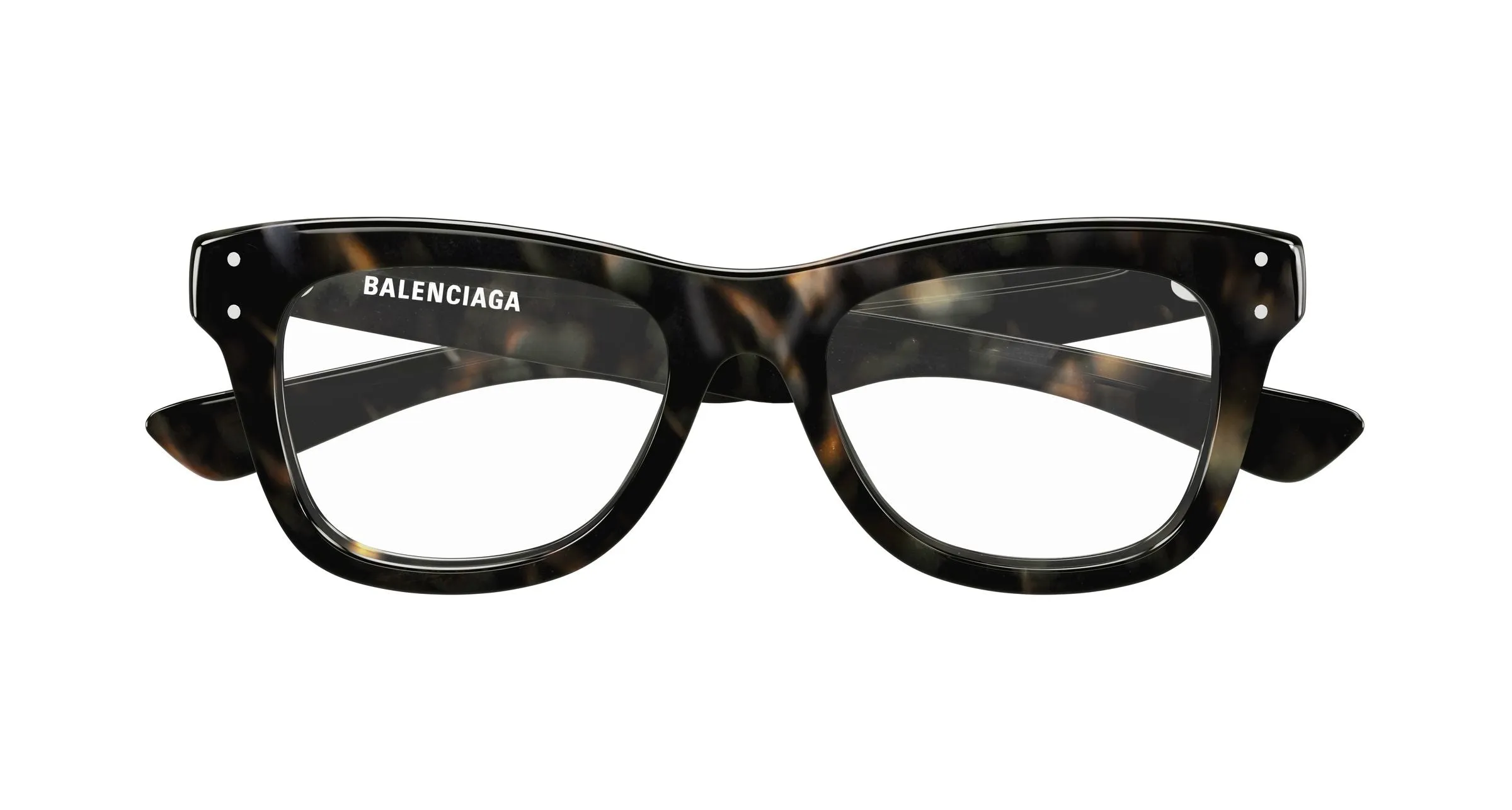 Balenciaga BB0524O 003 Montature da vista Acetato Havana Trasparente Squadrata - immagine 2