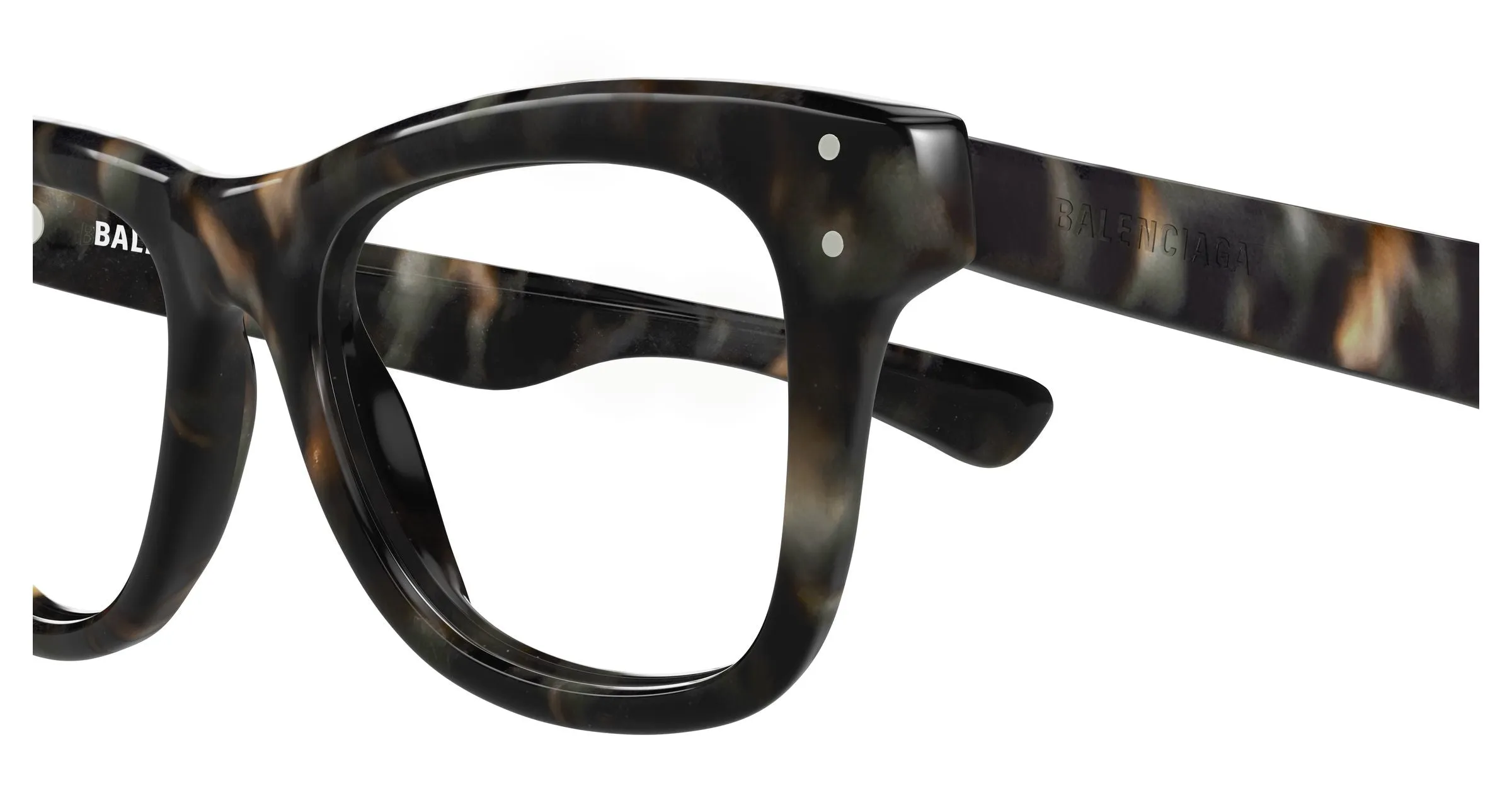 Balenciaga BB0524O 003 Montature da vista Acetato Havana Trasparente Squadrata - immagine 3