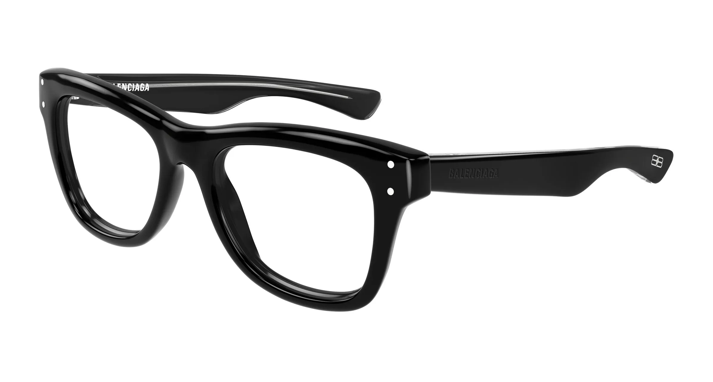 Balenciaga BB0524O 001 Montature da vista Acetato Nero Trasparente Squadrata - immagine 1