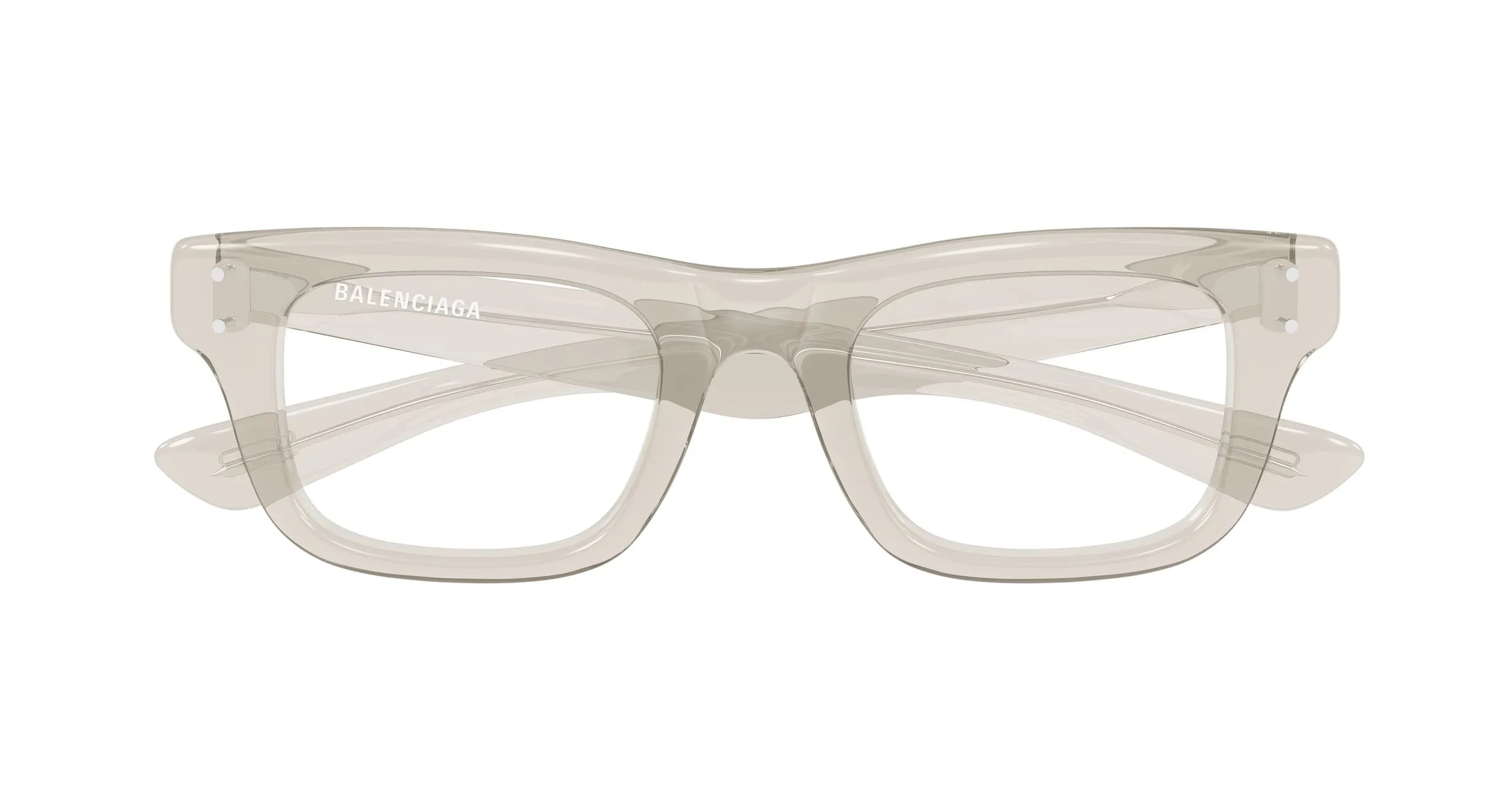 Balenciaga BB0523O 004 Montature da vista Acetato Beige Trasparente Squadrata - immagine 2