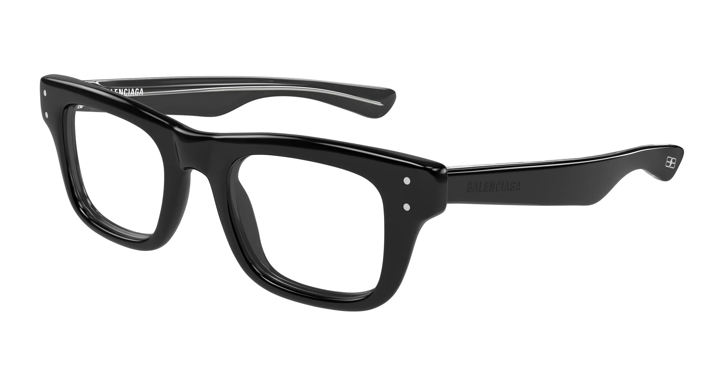 Balenciaga BB0523O 001 Montature da vista Acetato Nero Trasparente Squadrata - immagine 1