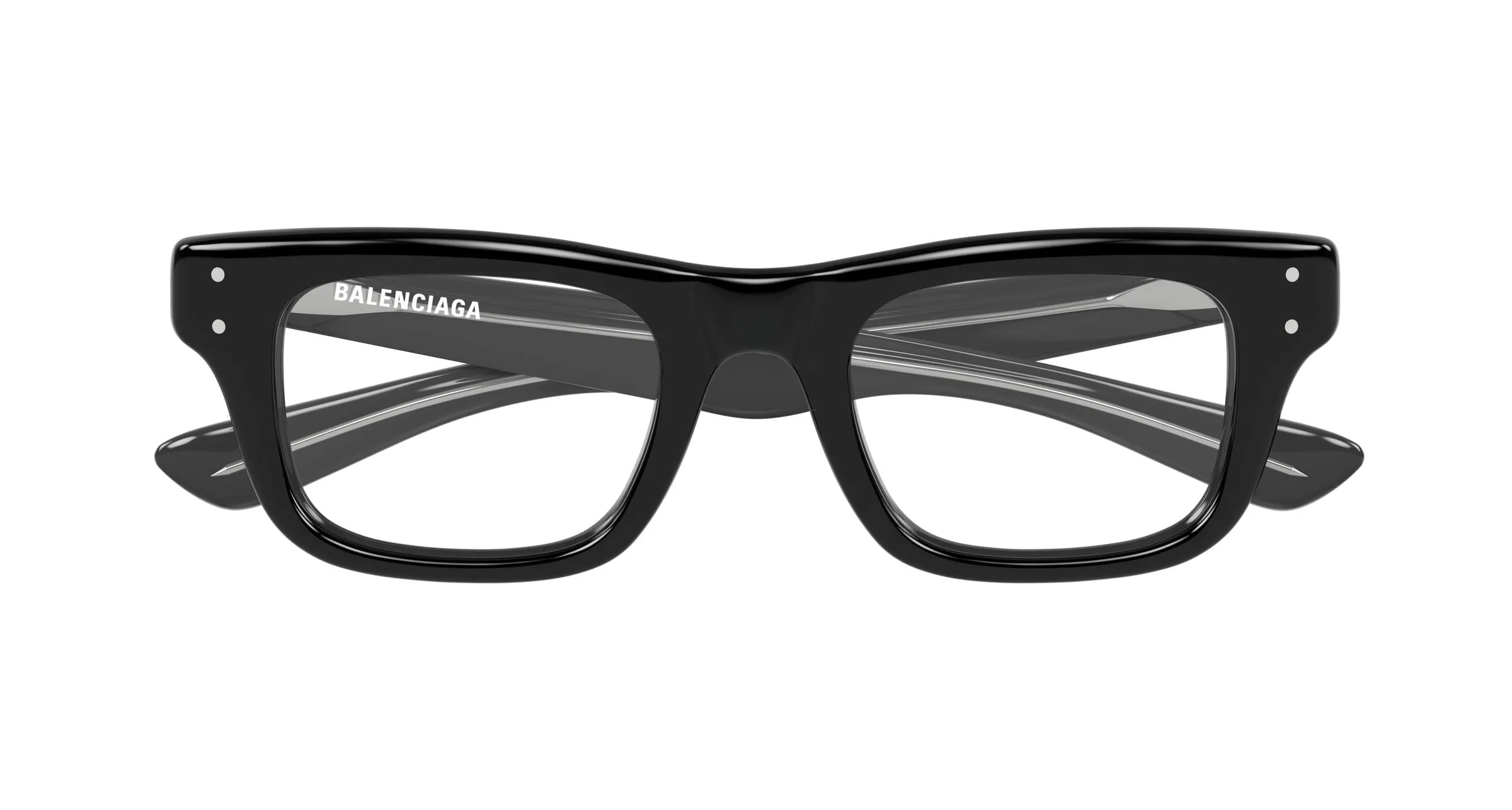 Balenciaga BB0523O 001 Montature da vista Acetato Nero Trasparente Squadrata - immagine 2