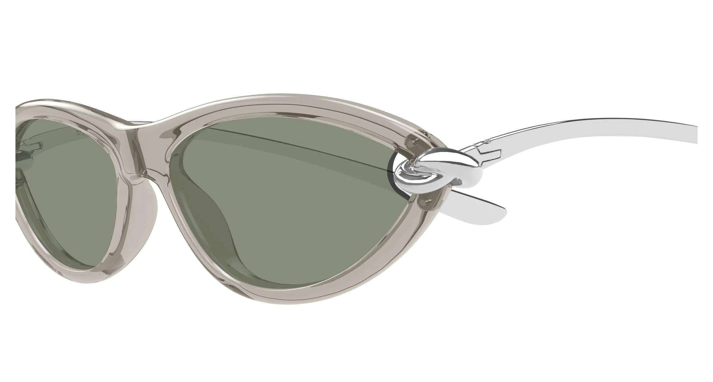 Bottega Veneta BV1390S 005 Occhiali da sole Iniettato Beige Verde Cat Eye - immagine 3