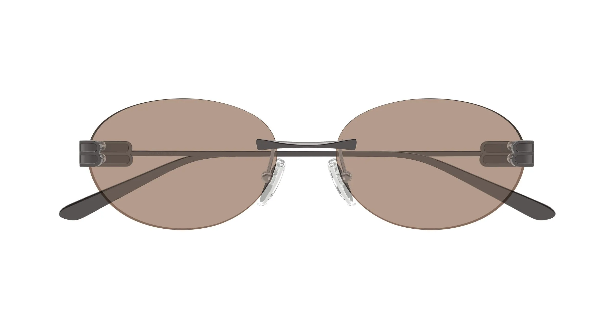 Balenciaga BB0541SA 004 Occhiali da sole Metallo Rutenio Marrone Rotonda - immagine 2