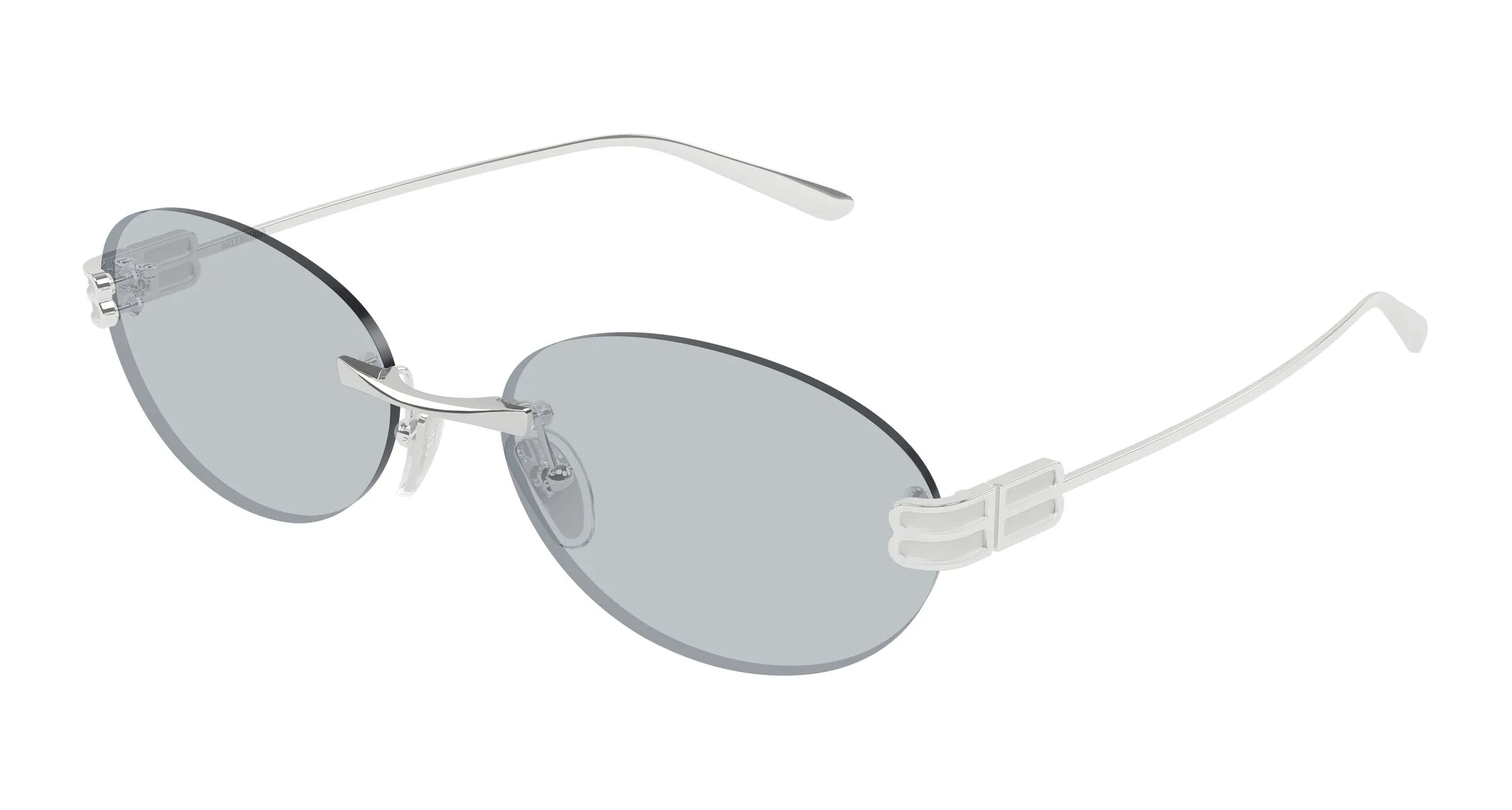 Balenciaga BB0541SA 003 Occhiali da sole Metallo Argento Grigio Rotonda - immagine 1