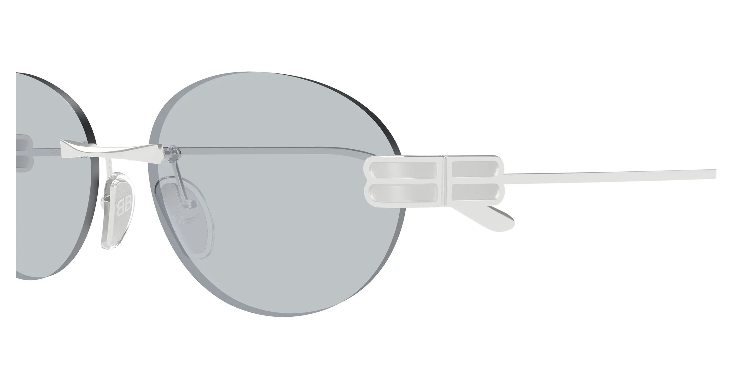 Balenciaga BB0541SA 003 Occhiali da sole Metallo Argento Grigio Rotonda - immagine 3