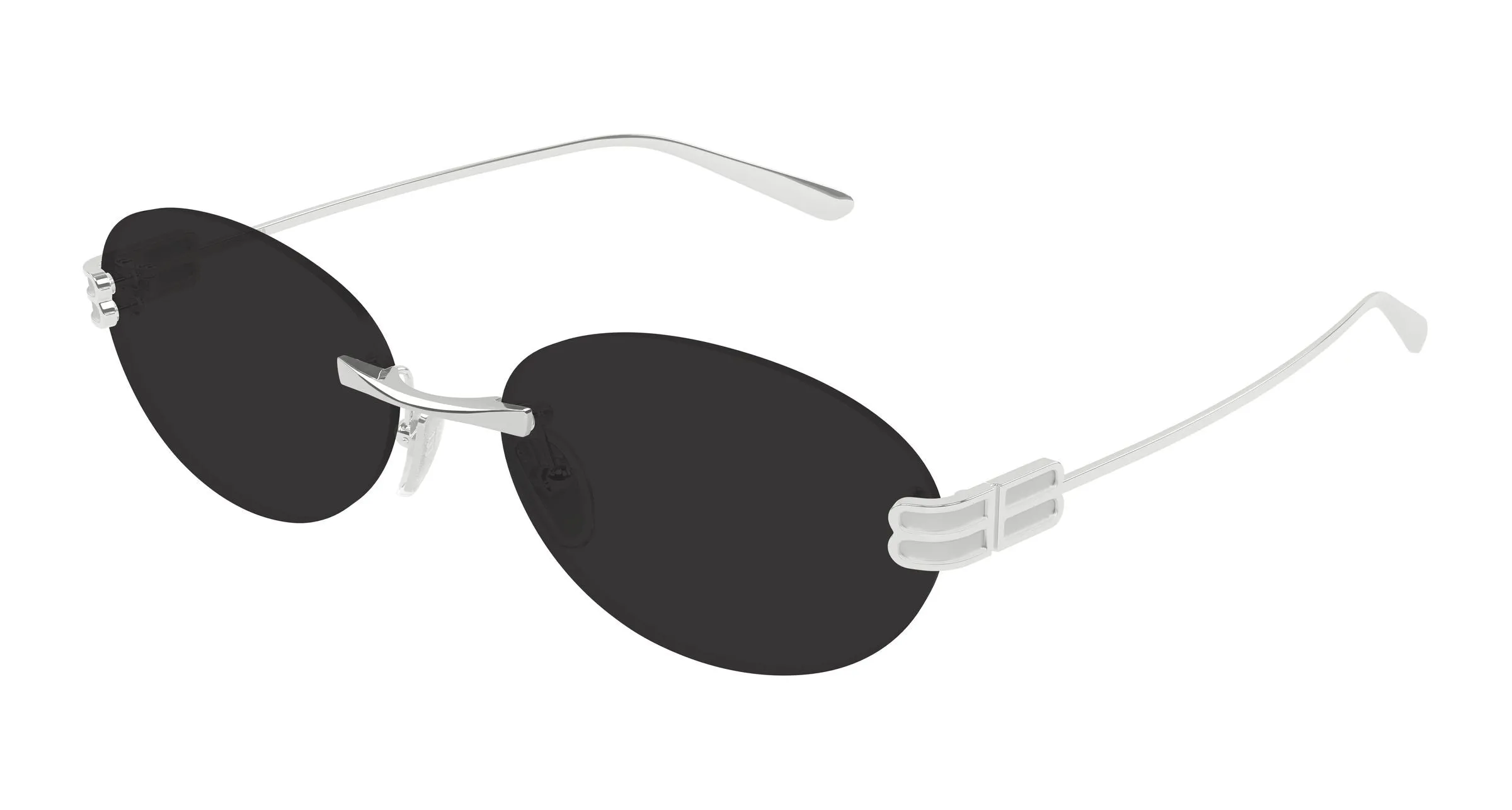Balenciaga BB0541SA 001 Occhiali da sole Metallo Argento Grigio Rotonda - immagine 1