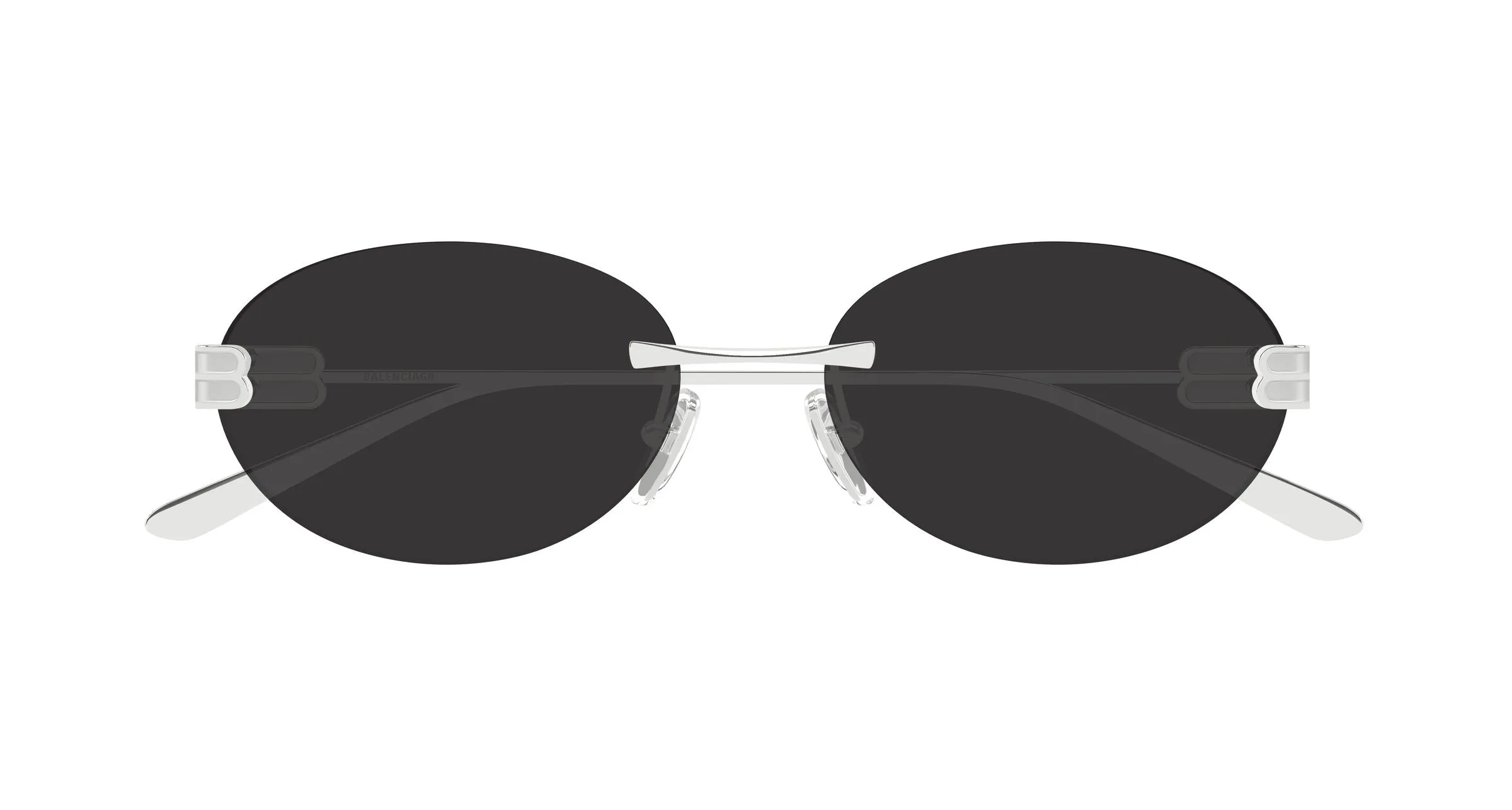 Balenciaga BB0541SA 001 Occhiali da sole Metallo Argento Grigio Rotonda - immagine 2