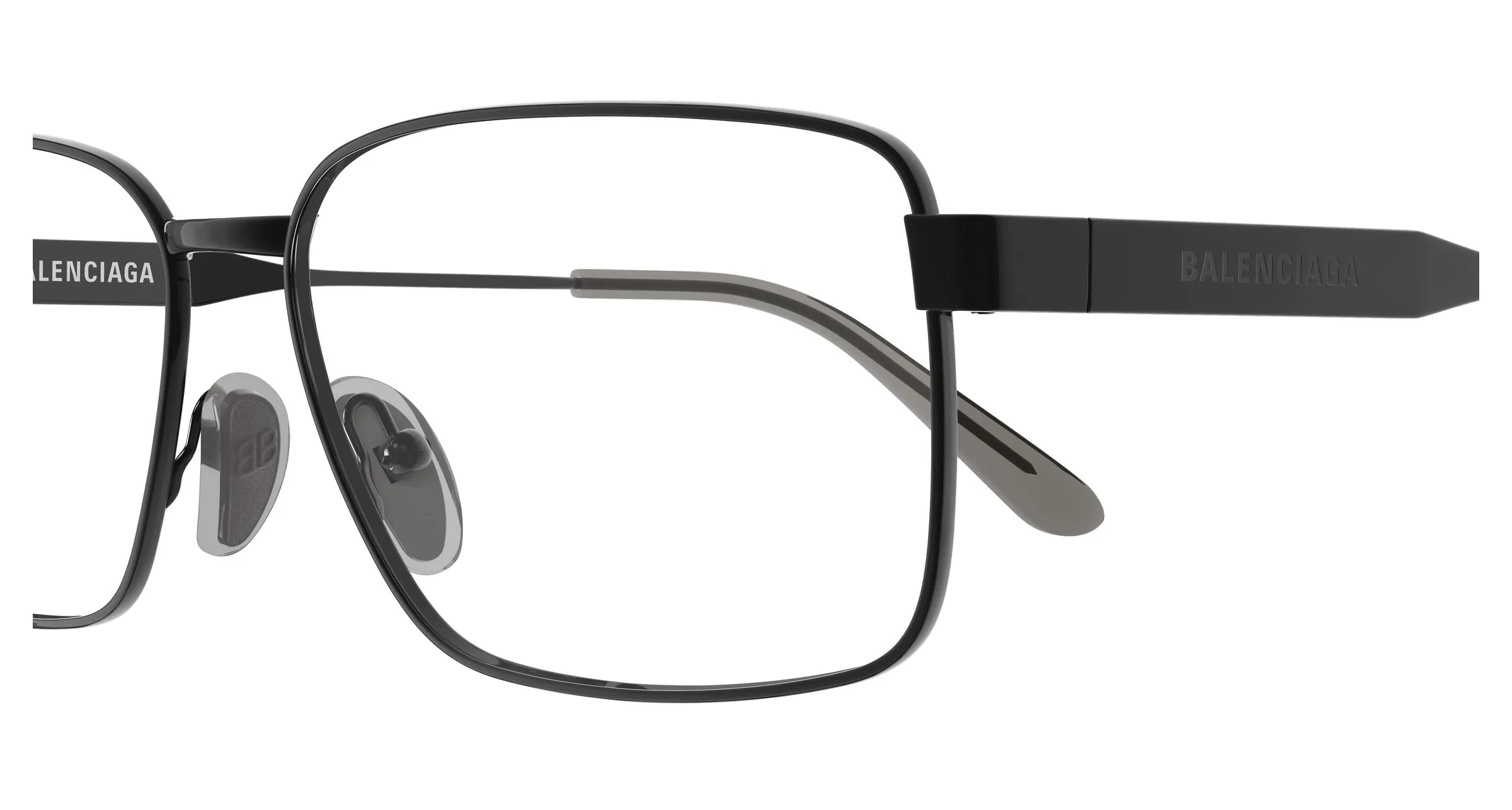 Balenciaga BB0540O 003 Montature da vista Metallo Nero Trasparente Squadrata - immagine 3