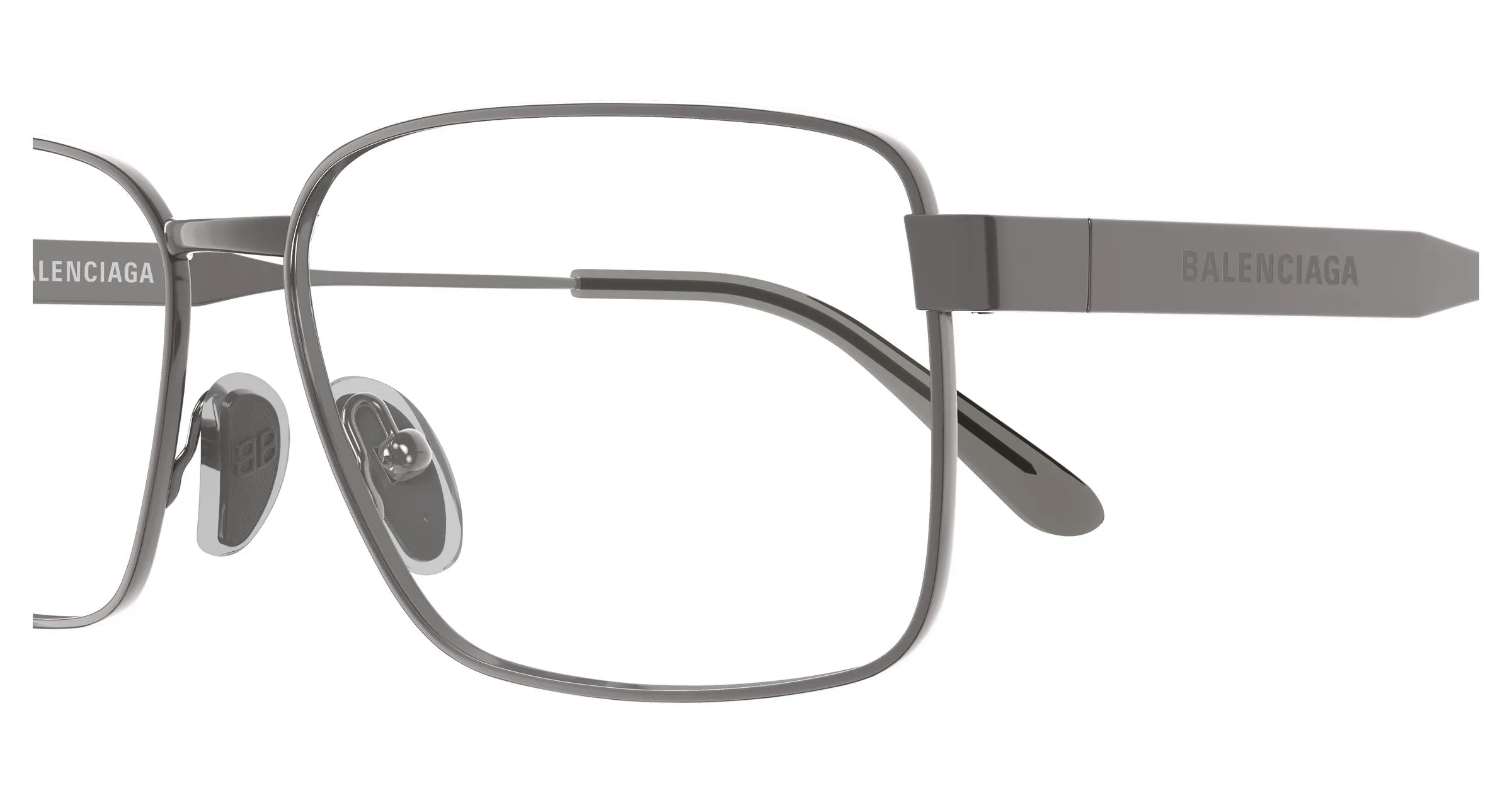 Balenciaga BB0540O 002 Montature da vista Metallo Rutenio Trasparente Squadrata - immagine 3