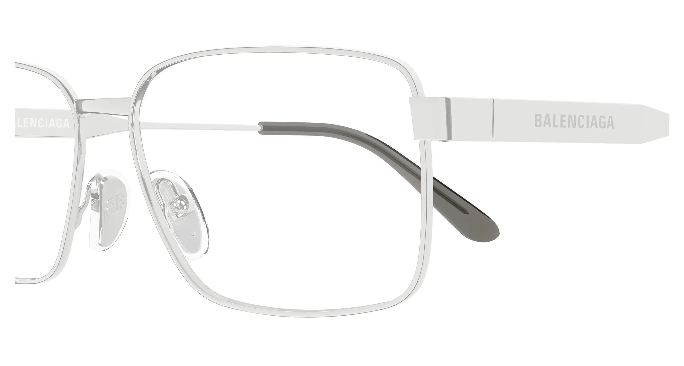 Balenciaga BB0540O 001 Montature da vista Metallo Argento Trasparente Squadrata - immagine 3