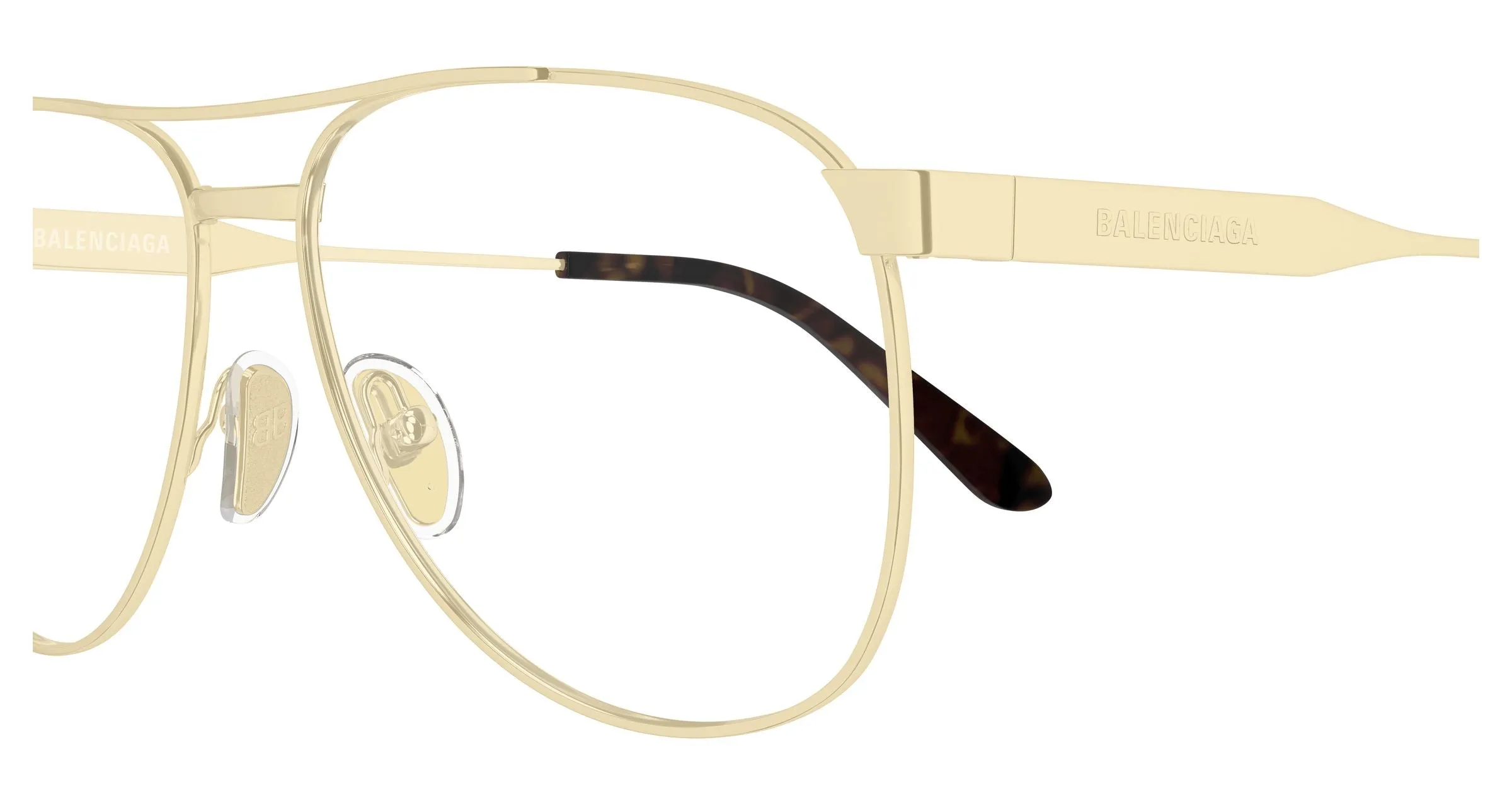 Balenciaga BB0539O 004 Montature da vista Metallo Oro Trasparente Pilot - immagine 3