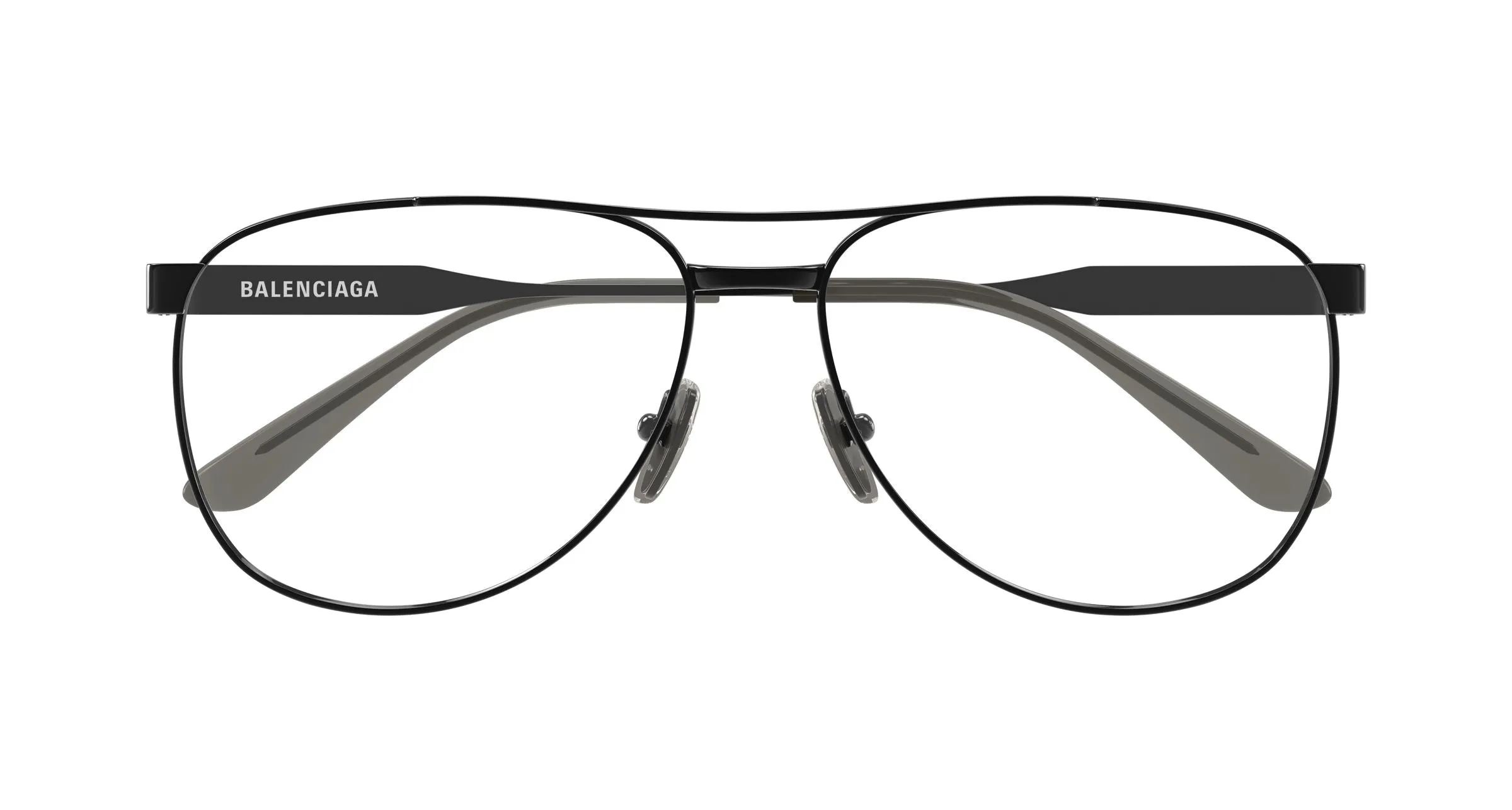 Balenciaga BB0539O 003 Montature da vista Metallo Nero Trasparente Pilot - immagine 2