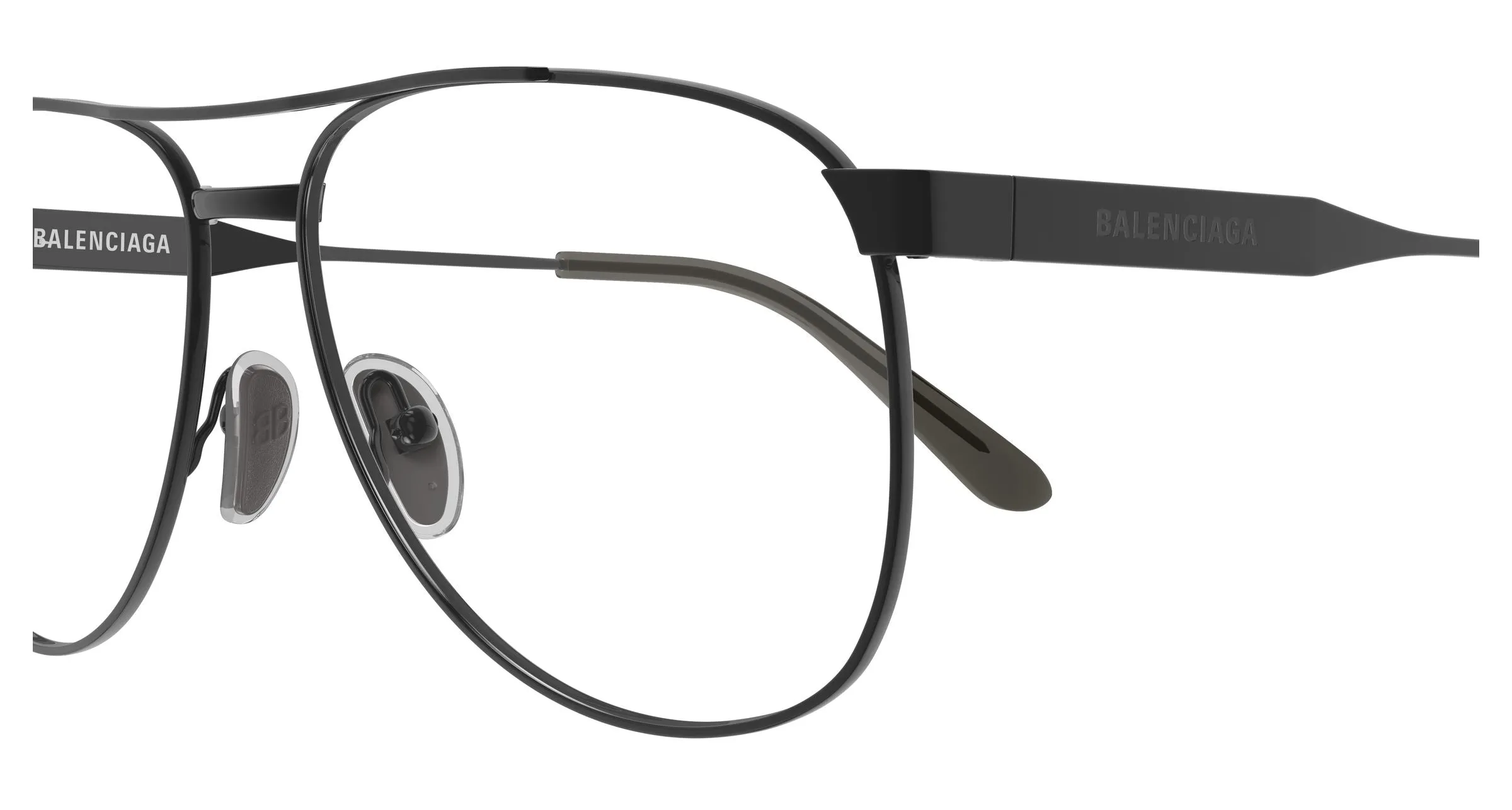 Balenciaga BB0539O 003 Montature da vista Metallo Nero Trasparente Pilot - immagine 3