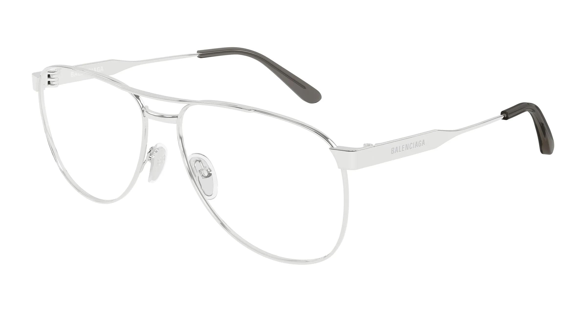 Balenciaga BB0539O 001 Montature da vista Metallo Argento Trasparente Pilot - immagine 1