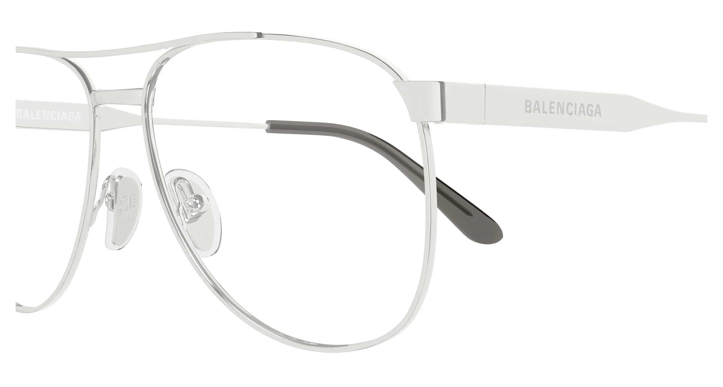 Balenciaga BB0539O 001 Montature da vista Metallo Argento Trasparente Pilot - immagine 3