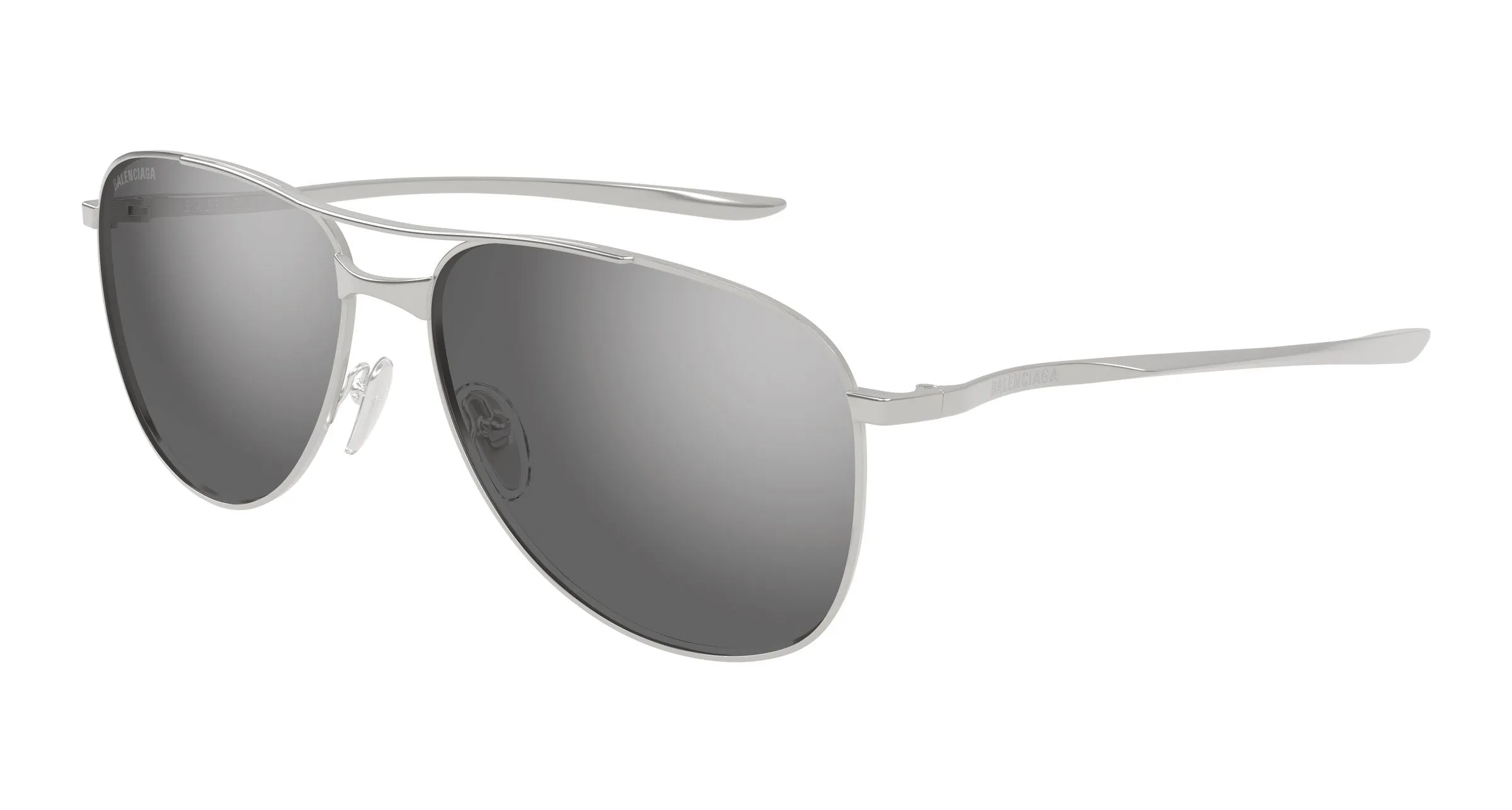Balenciaga BB0538S 003 Occhiali da sole Metallo Rutenio Argento Pilot Specchiato - immagine 1