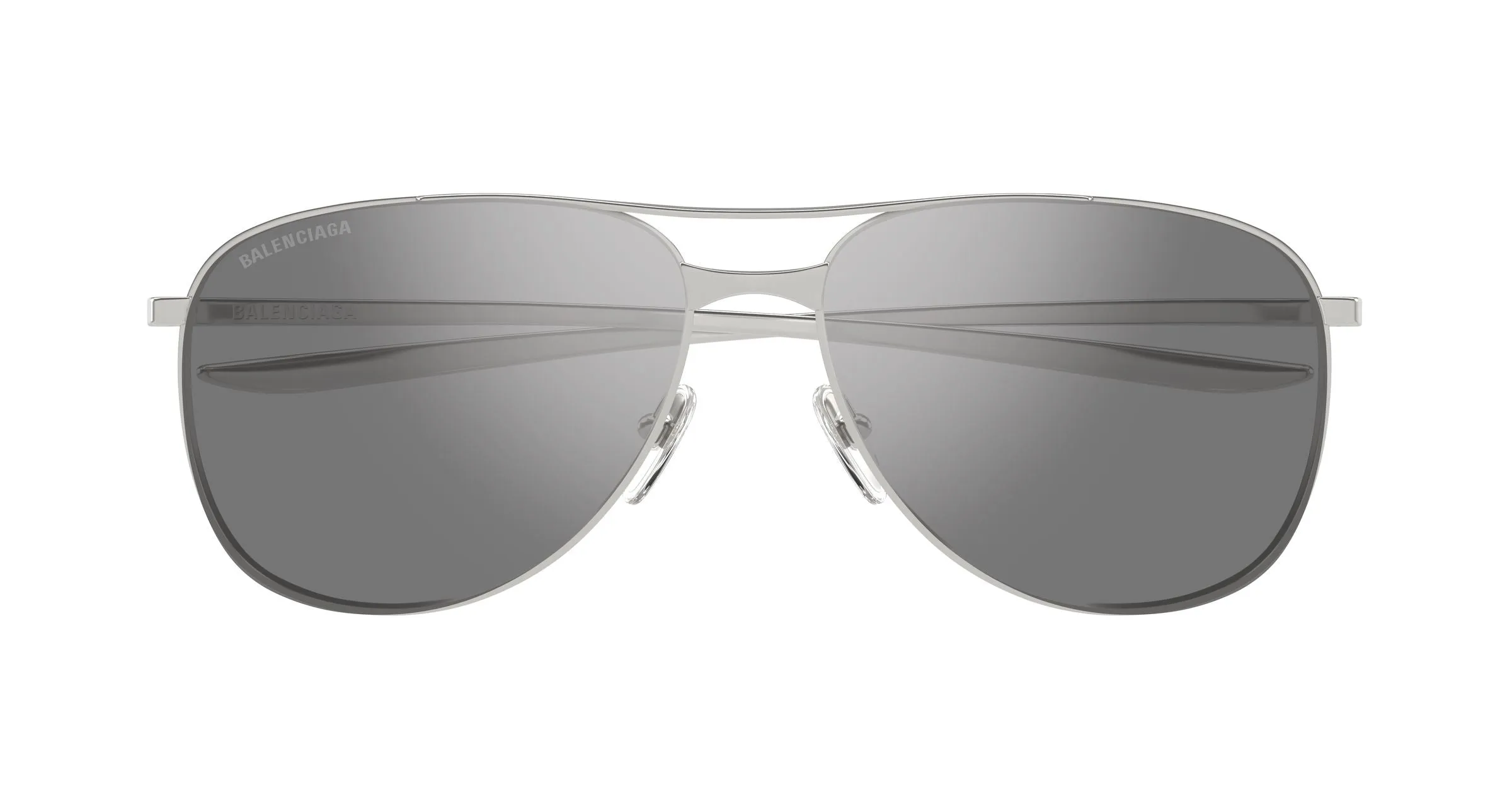 Balenciaga BB0538S 003 Occhiali da sole Metallo Rutenio Argento Pilot Specchiato - immagine 2