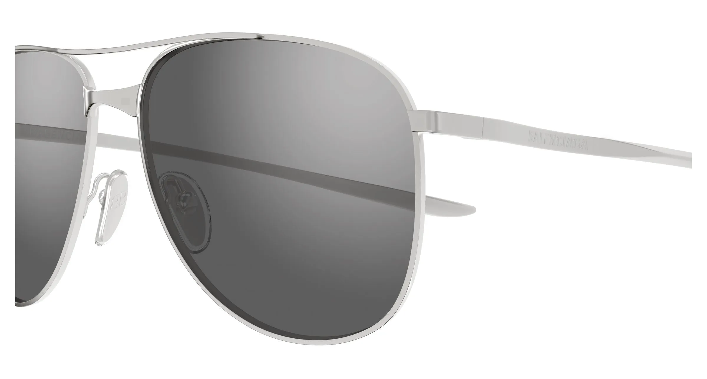Balenciaga BB0538S 003 Occhiali da sole Metallo Rutenio Argento Pilot Specchiato - immagine 3