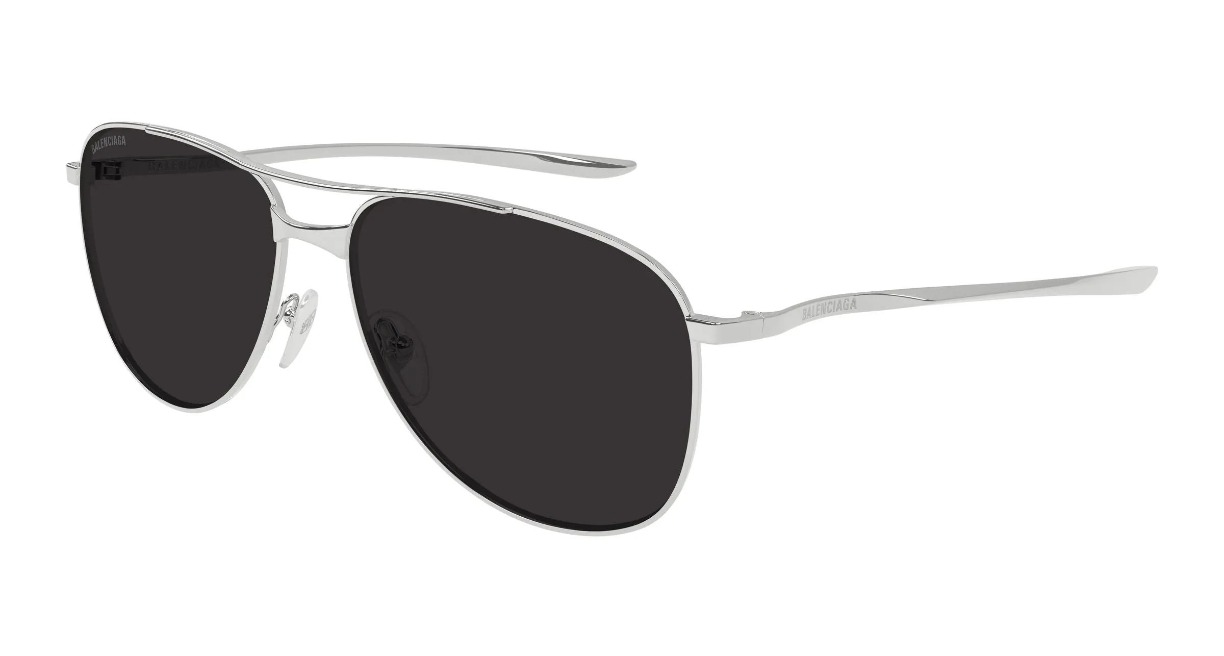 Balenciaga BB0538S 001 Occhiali da sole Metallo Argento Grigio Pilot - immagine 1