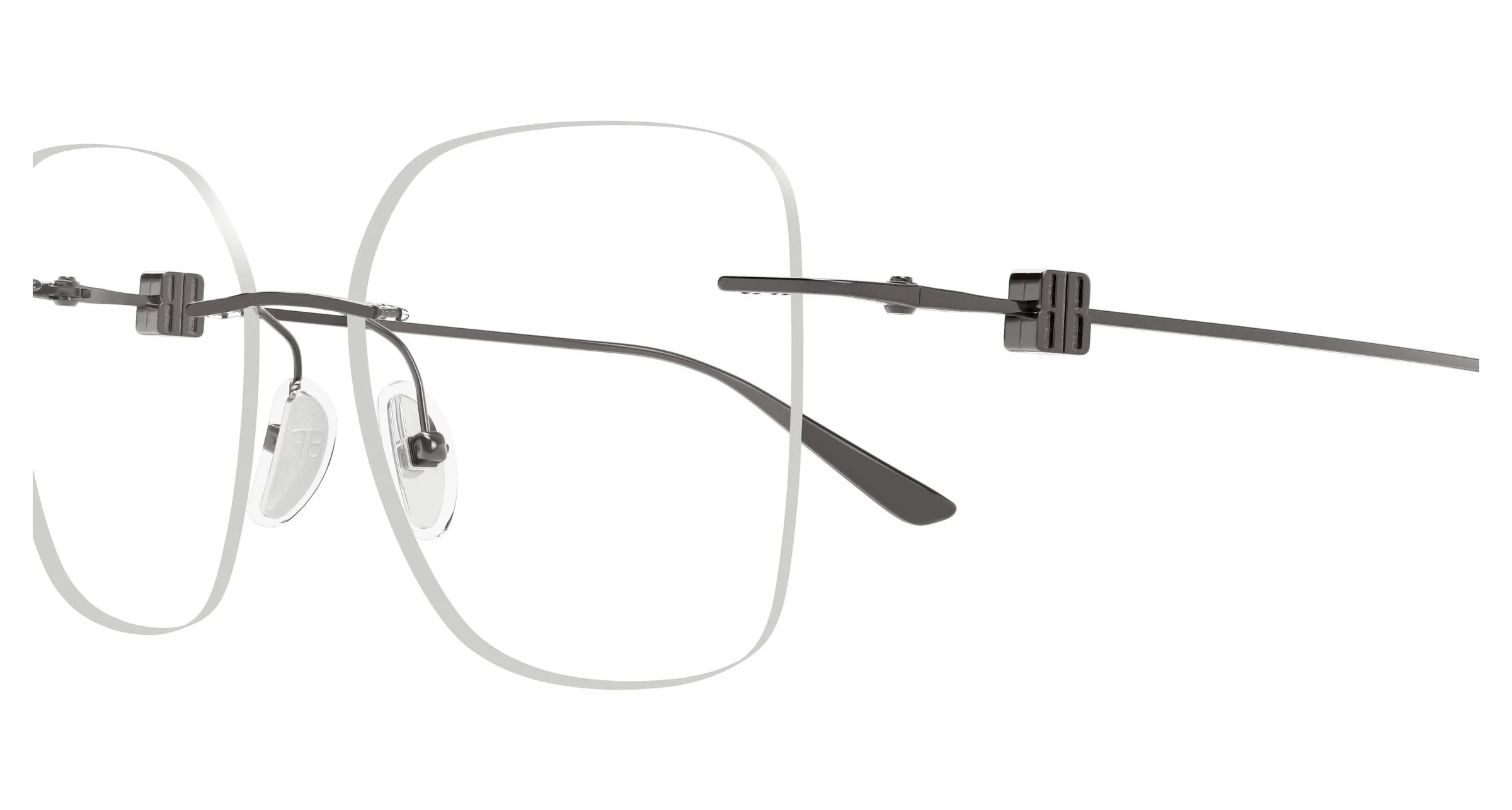 Balenciaga BB0537O 002 Montature da vista Metallo Rutenio Trasparente Squadrata - immagine 3