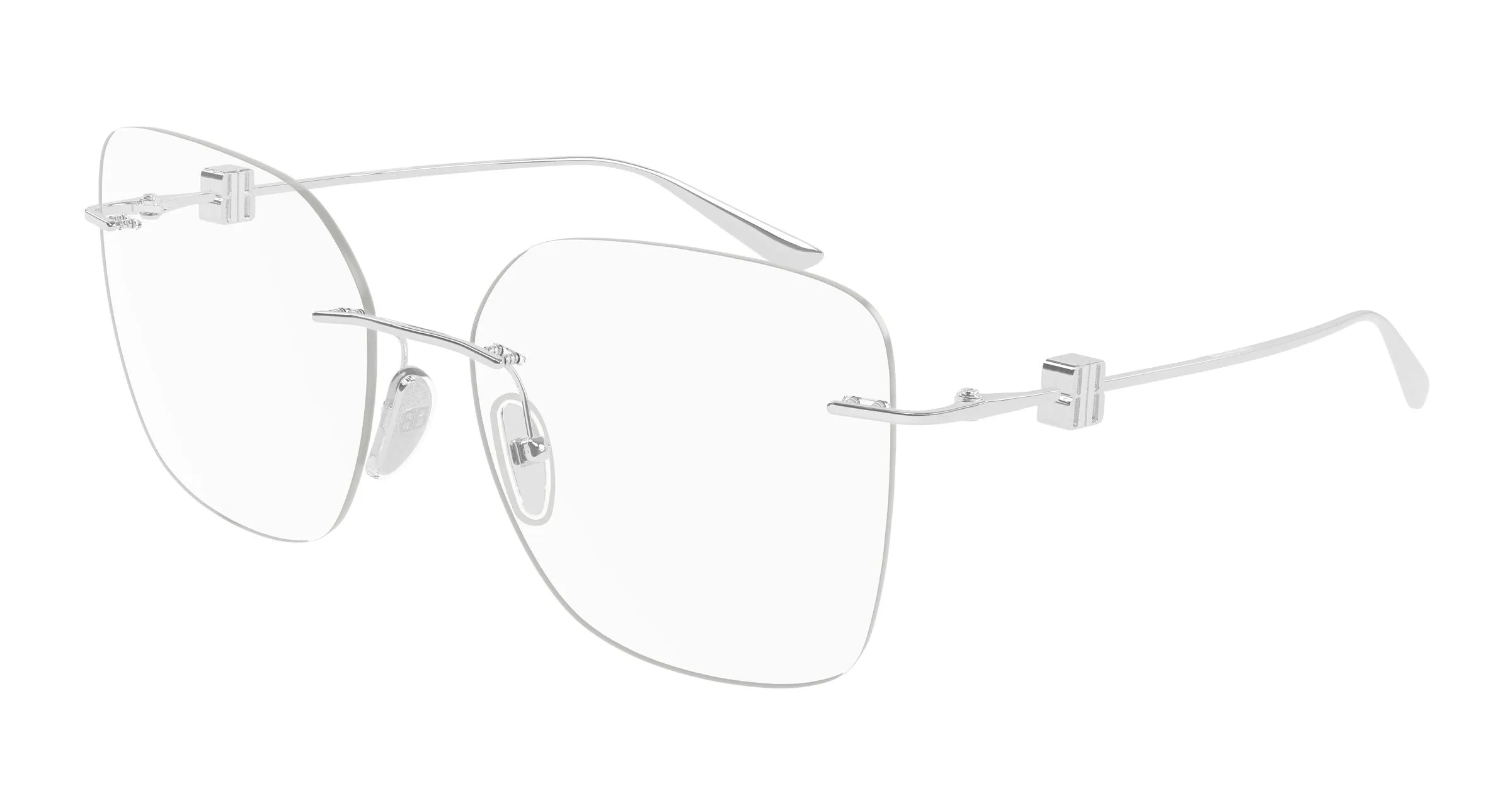 Balenciaga BB0537O 001 Montature da vista Metallo Argento Trasparente Squadrata - immagine 1