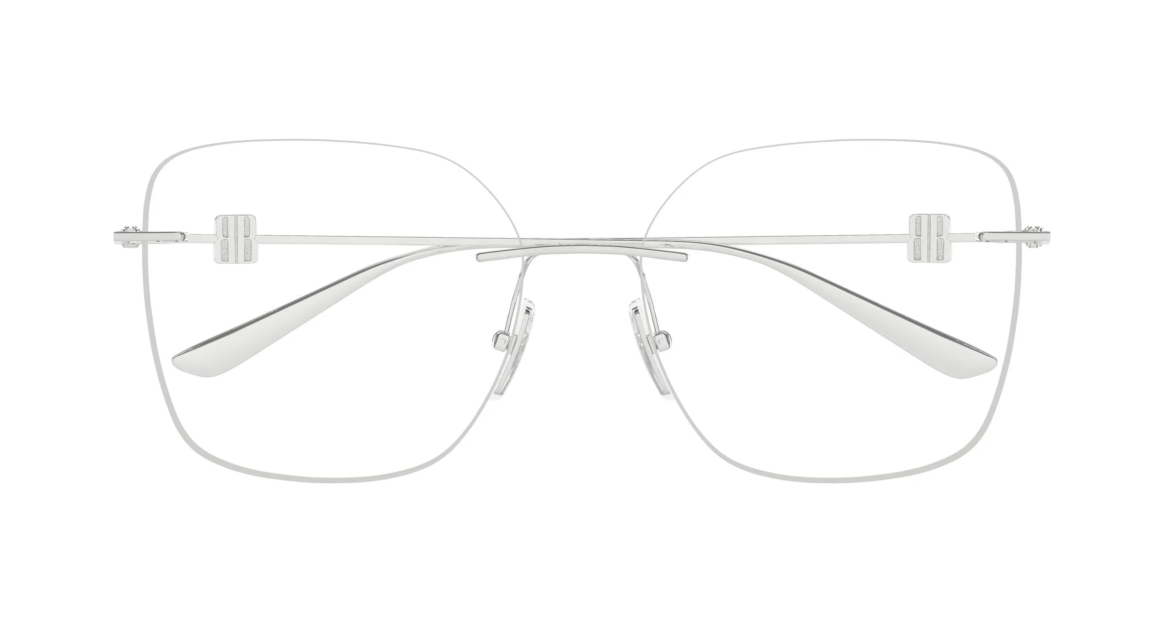 Balenciaga BB0537O 001 Montature da vista Metallo Argento Trasparente Squadrata - immagine 2